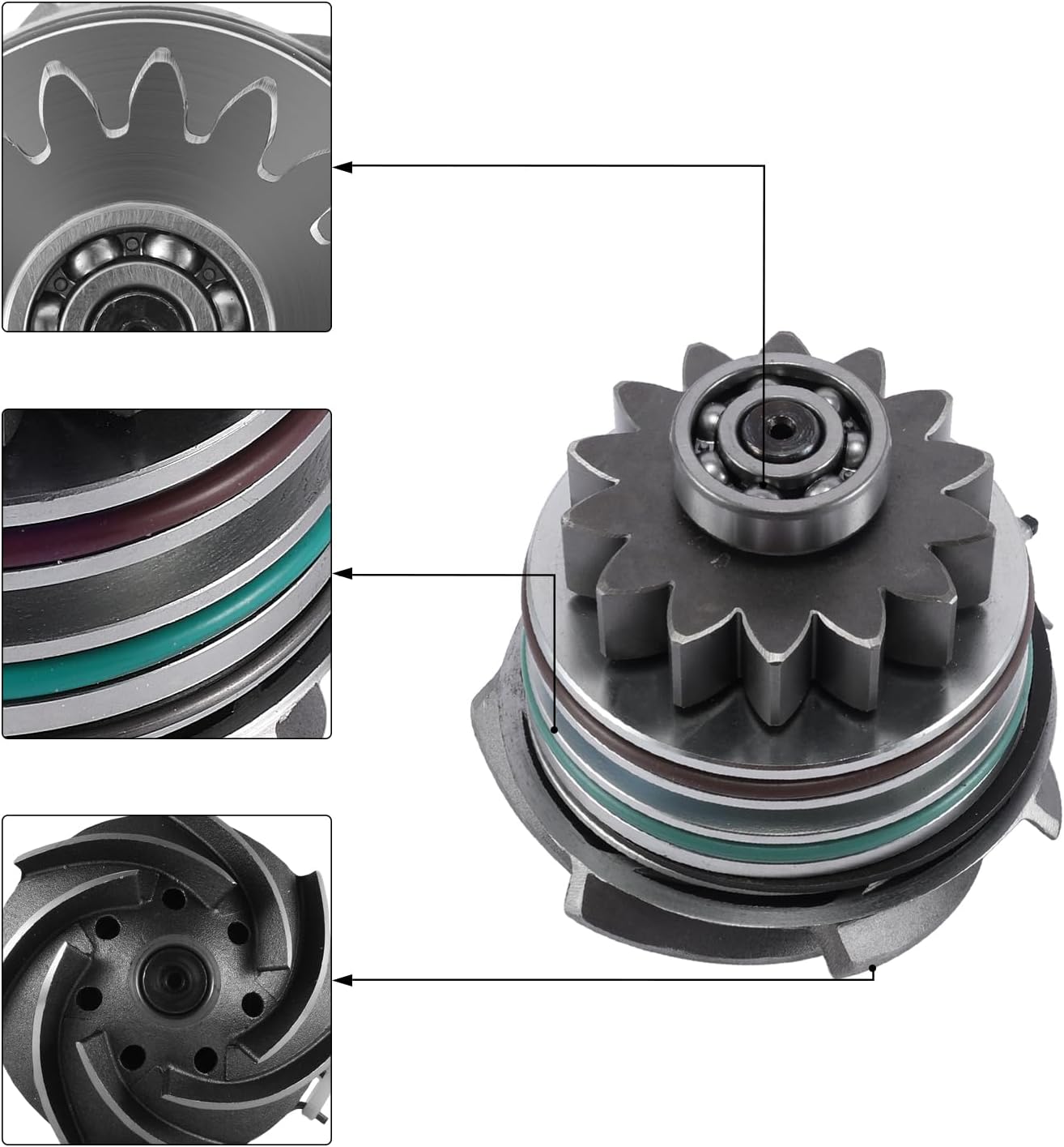 AULINK Bomba de agua RE523828 RE530194 para John Deere 4930 6090 3520 8130 850 1710 8225 8245 8270 8320 9345 1406-6221