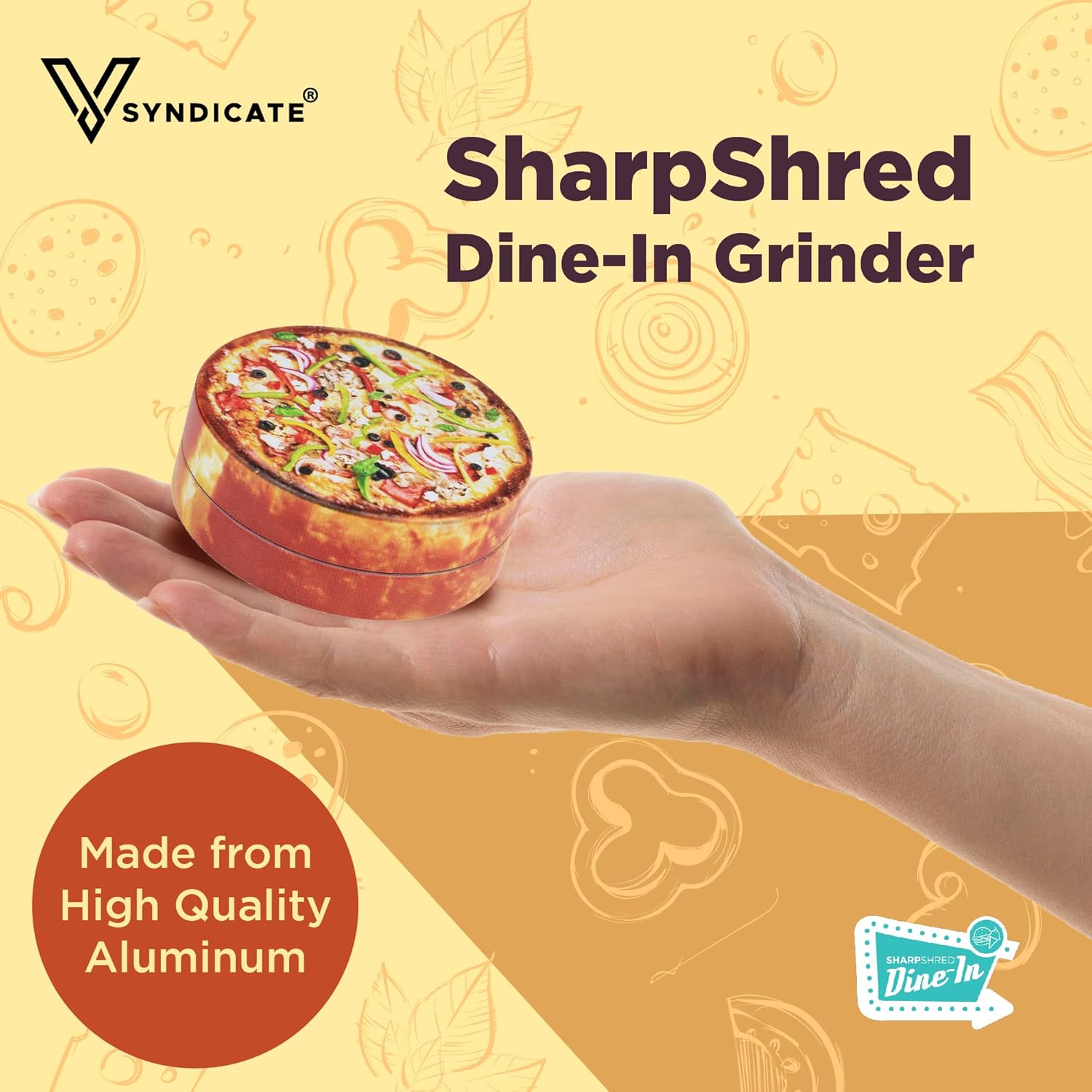 V Syndicate – Molinillo de comedor SharpShred – Molinillo de hierbas de aluminio de 2 piezas con dientes afilados para moler sin esfuerzo y fácil