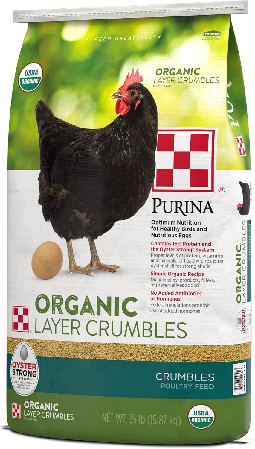 Purina Alimento para gallinas en capas orgánicas sin OMG nutricionalmente completo – Alimento para pollo  Bolsa de 35 libras (35 libras)