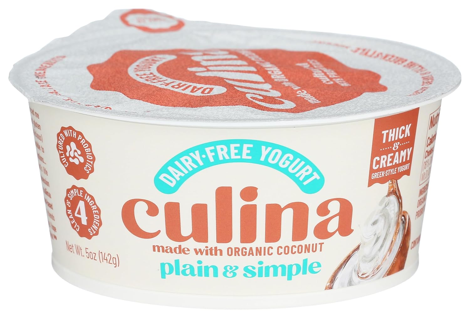 CULINA – Yogur de coco liso y simple, 5 onzas