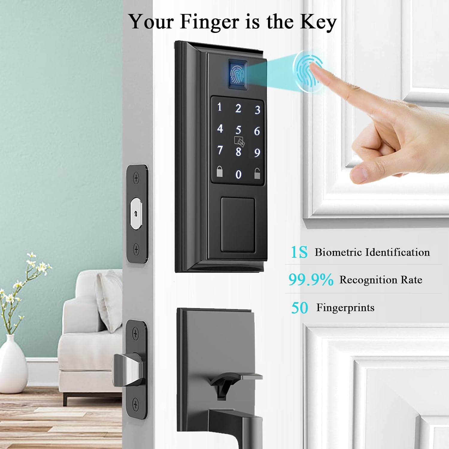 Narpult Cerradura inteligente  Cerradura de puerta de entrada sin llave  Teclado electrónico  Cerraduras inteligentes para puerta delantera, a