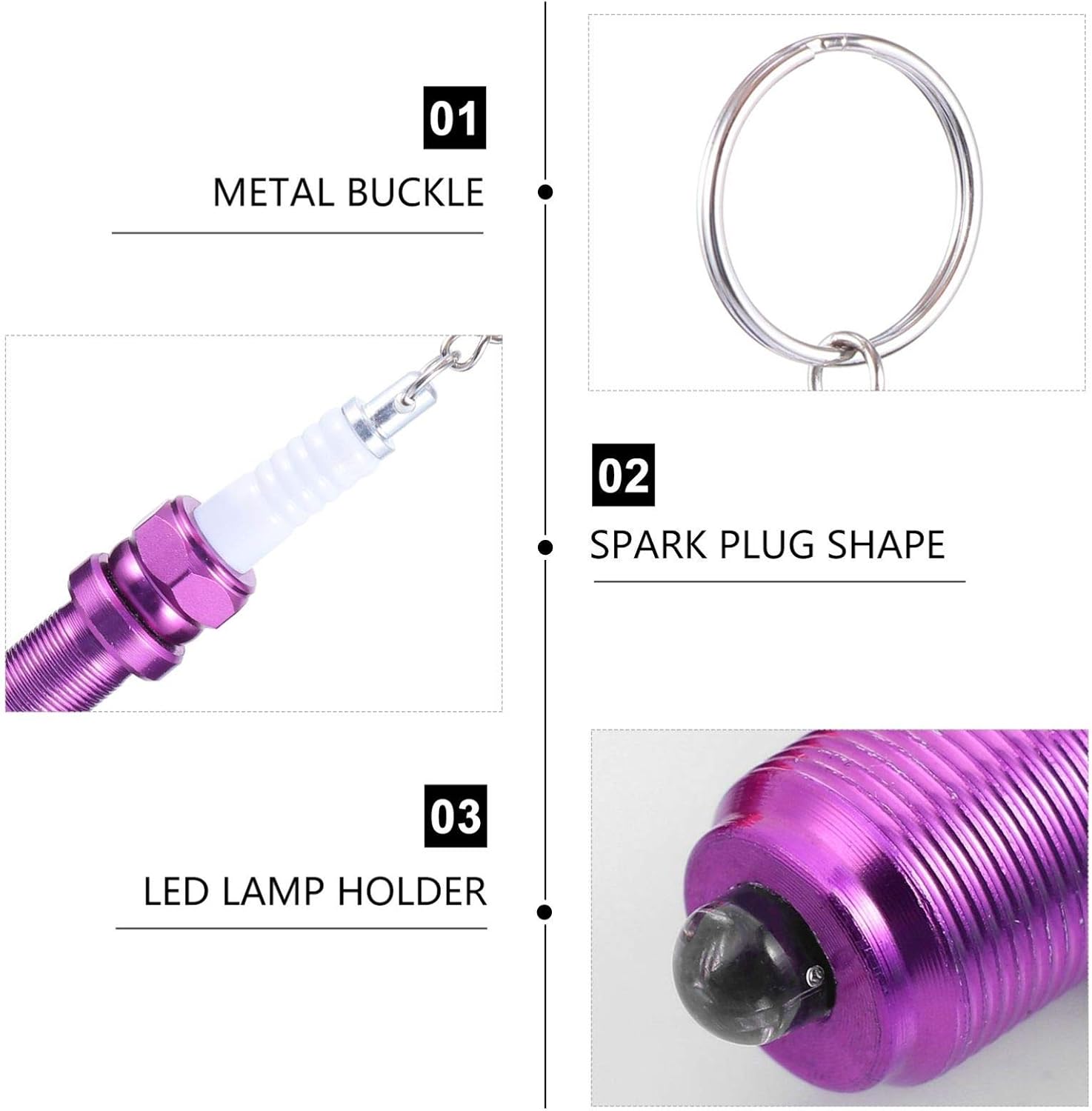 Garneck Llavero de bujía con luz LED iluminada 3D en miniatura, llavero para coche, bolso de mano, colgante para hombres y mujeres, 5 uds, Color