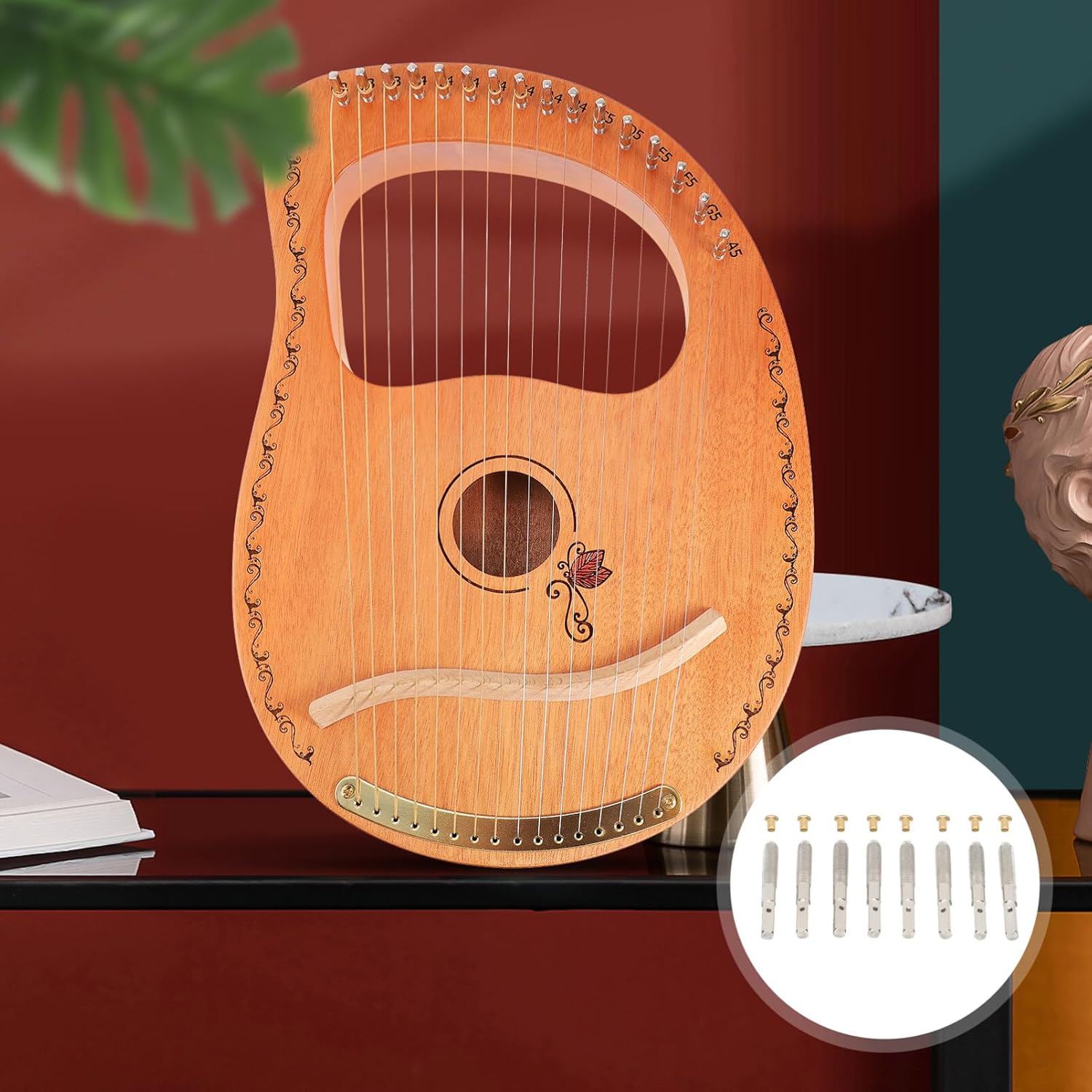 FAVOMOTO 1 Unidades de cuerdas Instrumentos Musicales Cuerdas Accesorios de 1.654 in Afinación Pines de Acero Lira Arpa Cuerdas Peg para Arpa de