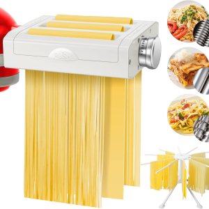 AMZCHEF – Accesorio para máquina de pasta para mezcladores Kitchenaid con estante de secado de pasta, juego 3 en 1 de accesorios para hacer pasta, AMZCHEF – Accesorio para máquina de pasta para mezcladores Kitchenaid con estante de secado de pasta, juego 3 en 1 de accesorios para hacer pasta,