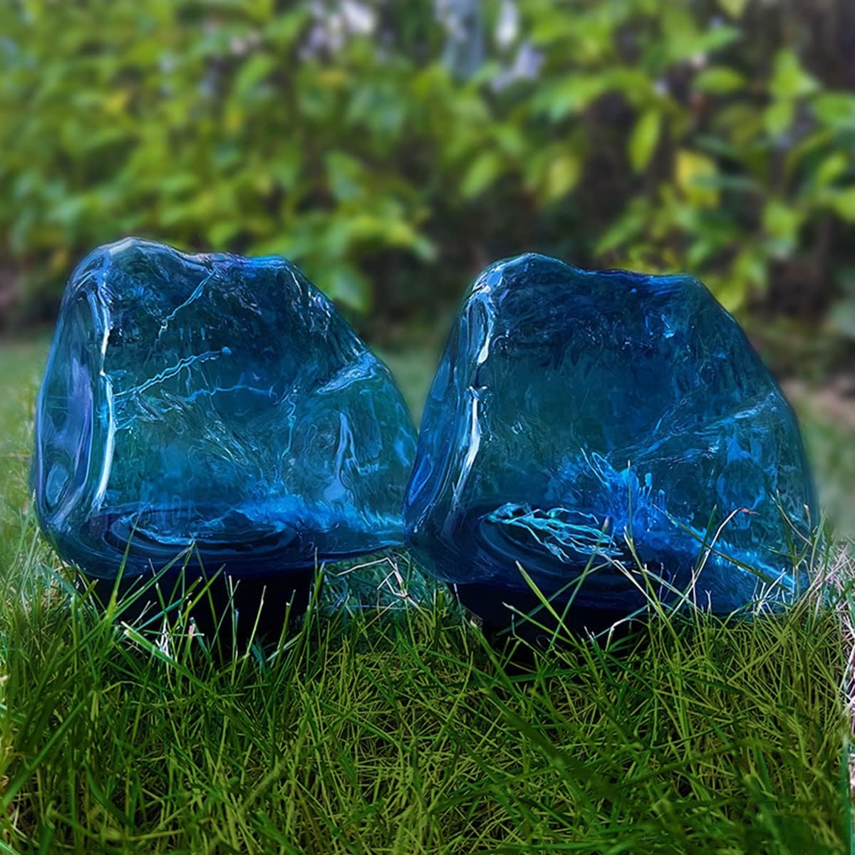 Guirnalda de luces solares de piedra colorida, carcasa azul, funciona con energía solar, para exteriores, impermeable, para decoración al aire