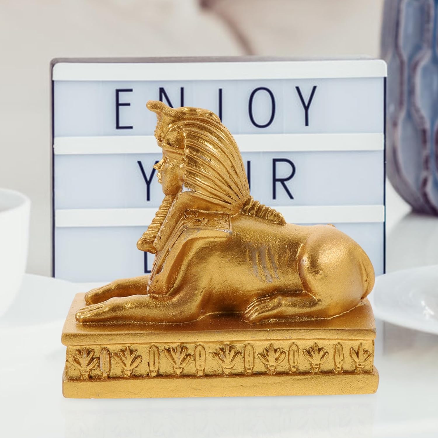 Decoración para el hogar, estatuas de esfinge de resina, escultura de dios egipcios, acuario, estatua de esfinge egipcia antigua, estatua