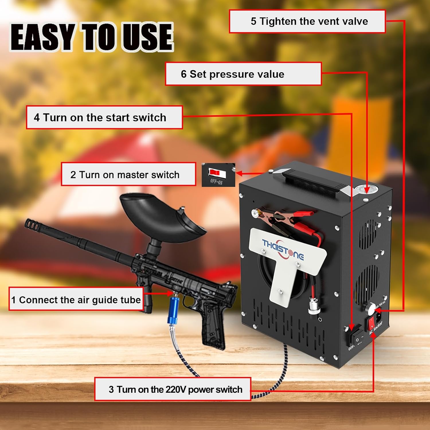 Compresor de aire PCP 4500 Psi30Mpa, filtro separador integrado sin aceiteagua, alimentado por Home 110V AC o Car 12V DC, Compresor Pcp para tanque
