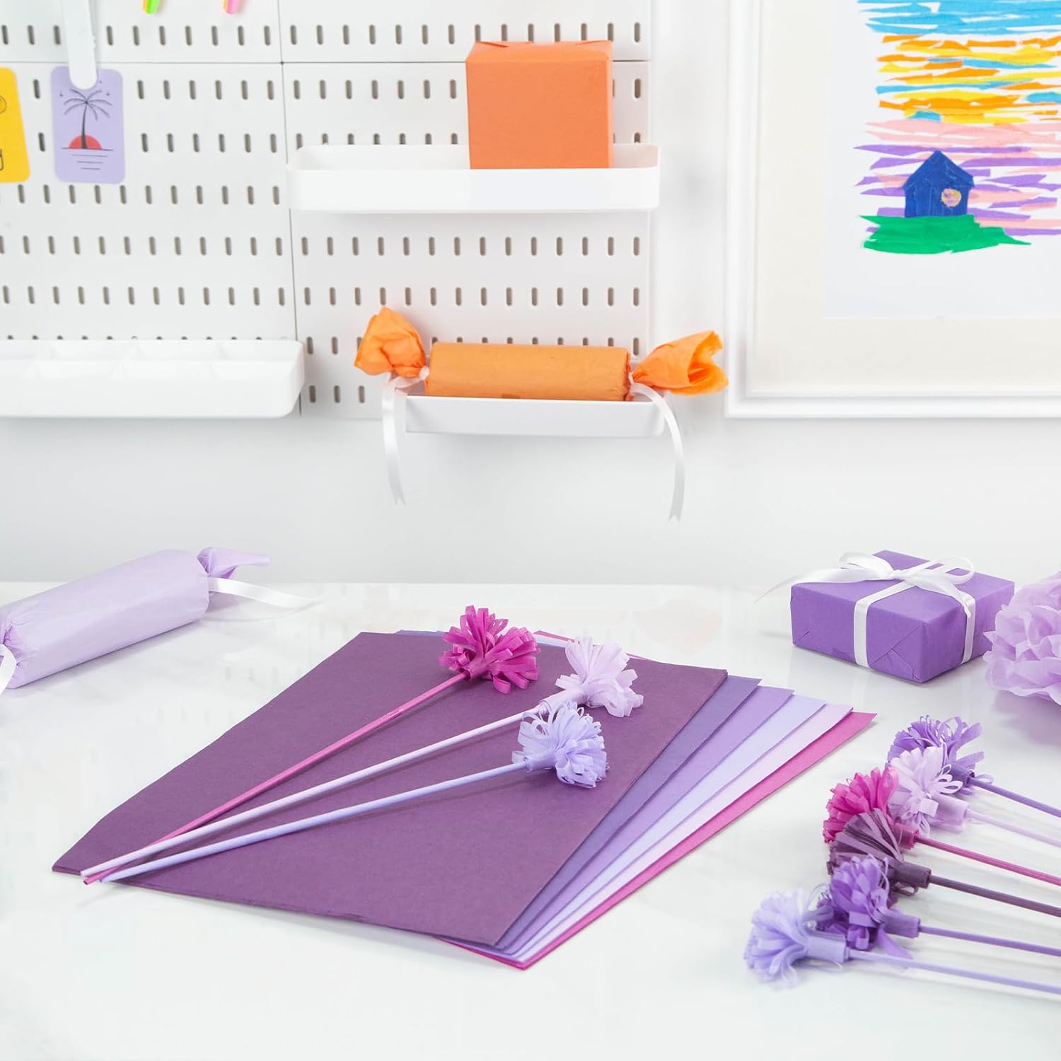 Koogel 330 hojas de papel de seda morado, papel de seda de Halloween para bolsas de regalo, 14 x 10 pulgadas, papel de regalo para manualidades,