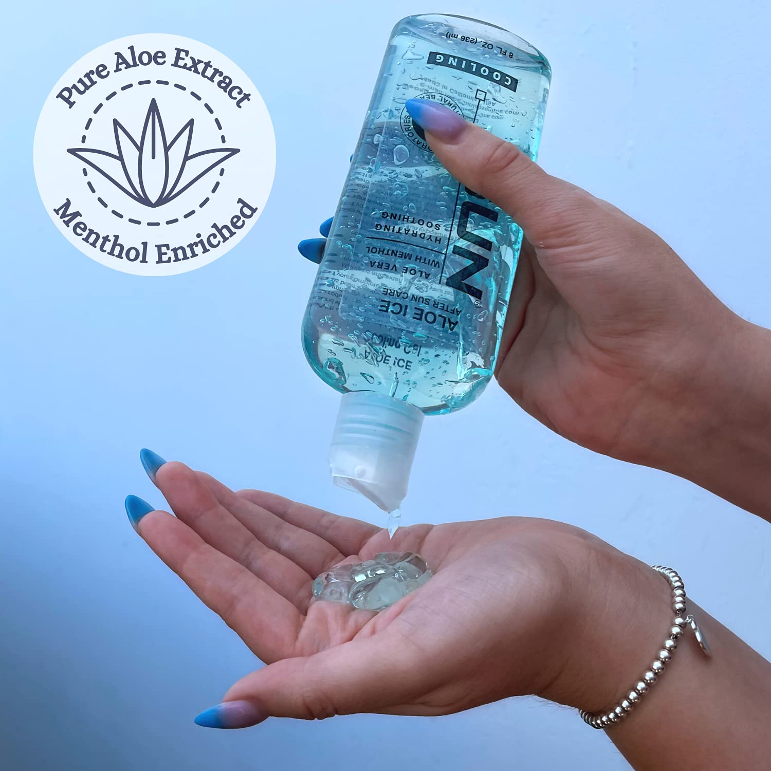 Sun Laboratories By Giesee Gel de hielo de aloe de 8 onzas líquidas, gel de aloe vera para aliviar quemaduras solares, cuidado después del sol y