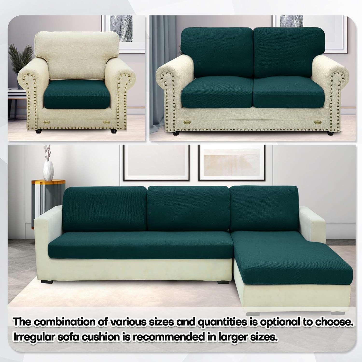 ZNSAYOTX Fundas elásticas individuales para cojines de sofá, fundas de asiento de repuesto suave con patrón único, protector de muebles con parte