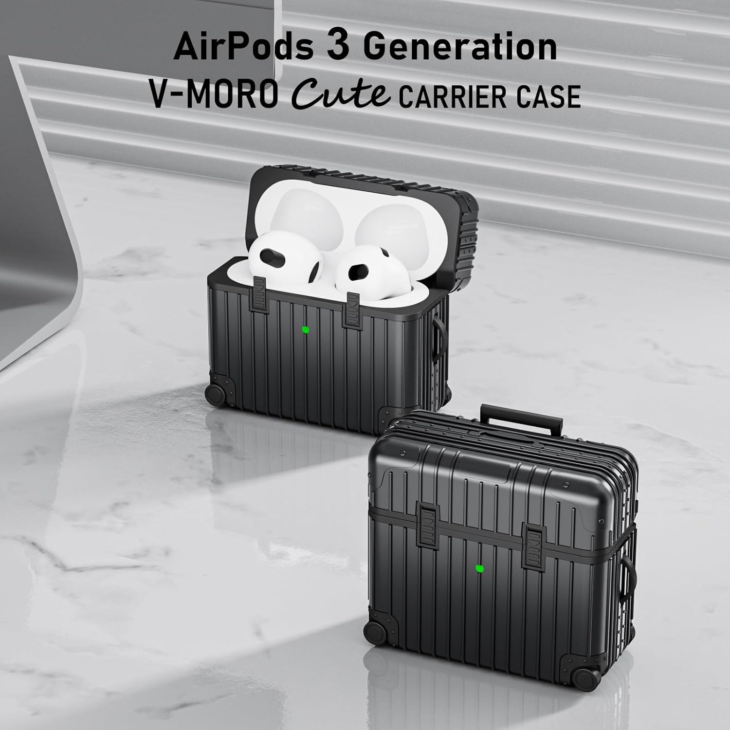 V-MORO Fundas para Airpods de 3 generación 2021, bonita funda para Airpods 3, funda de carga inalámbrica para hombres y mujeres, con llavero,