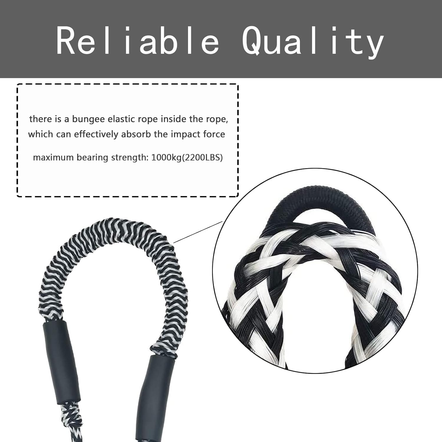 Paquete de 2 líneas de muelle de barco, accesorios de moto acuática con clip inoxidable, línea de amarre elástica que absorbe los golpes, líneas de
