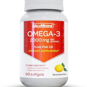 ValuMeds Omega-3 2000 mg Aceite de pescado EPA + DHA 1480 mg Suplemento 90 cápsulas blandas  Apoyo integral para la salud del corazón, el cerebro y ValuMeds Omega-3 2000 mg Aceite de pescado EPA + DHA 1480 mg Suplemento 90 cápsulas blandas  Apoyo integral para la salud del corazón, el cerebro y