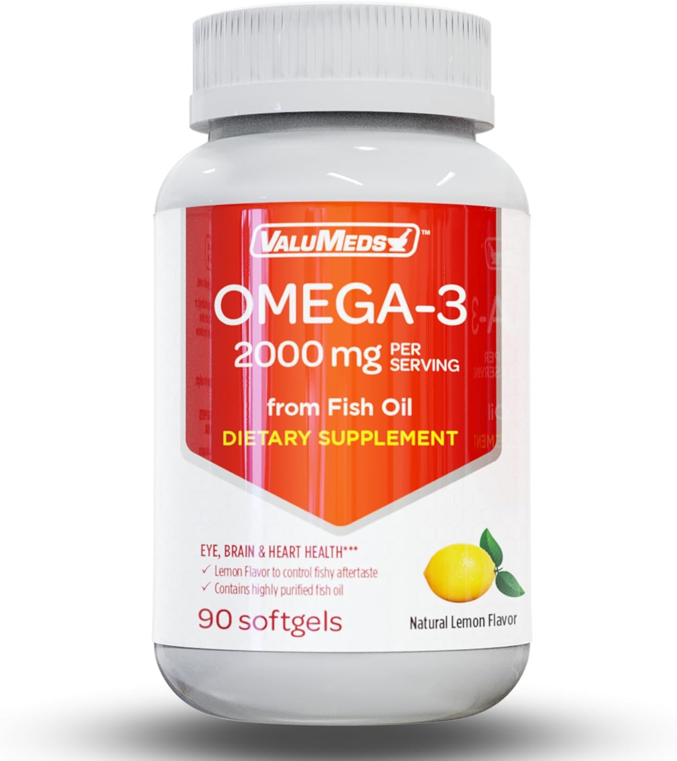 ValuMeds Omega-3 2000 mg Aceite de pescado EPA + DHA 1480 mg Suplemento 90 cápsulas blandas  Apoyo integral para la salud del corazón, el cerebro y