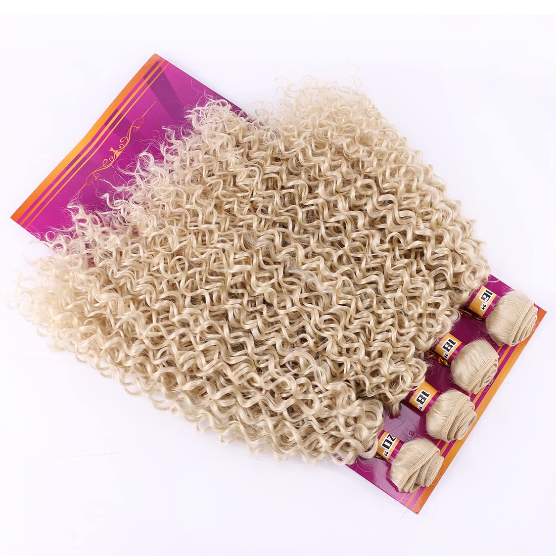 Cabello sintético rubio armadura rizado paquetes de cabello rizado 16 18 18 20 pulgadas 4 paquetes color 613 Jerry Curl extensiones de trama de pelo