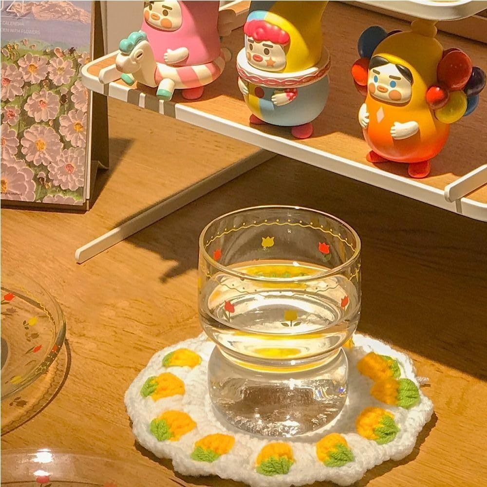 Lindos soportes redondos de algodón tejido de fresa con corazones de fresa, salvamanteles resistentes al calor para tetera, decoración de cocina (5,