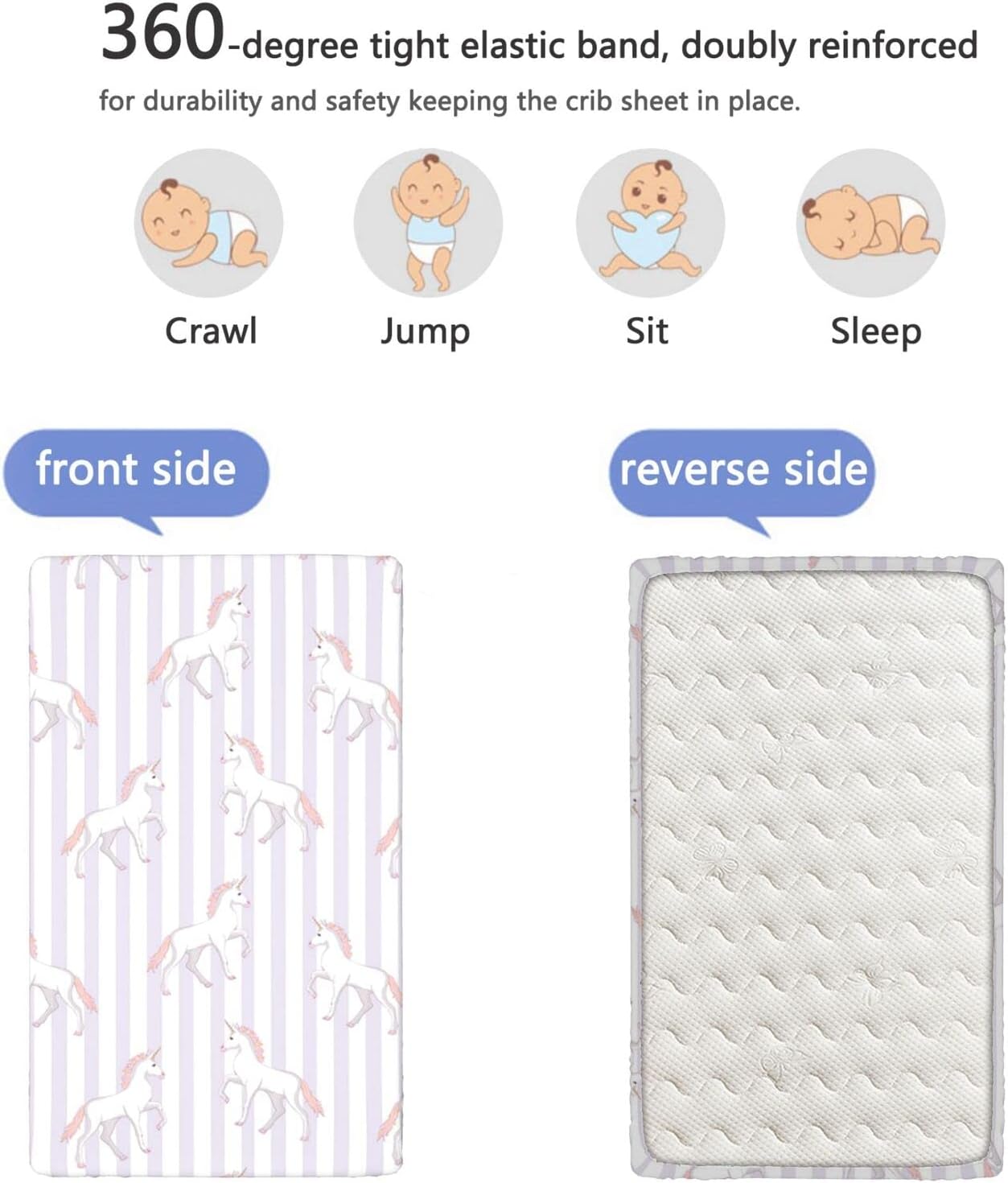 Sábanas bajeras ajustables para cuna con temática de fiesta de unicornio, sábanas portátiles para cuna, suaves y transpirables, sábanas para cuna de