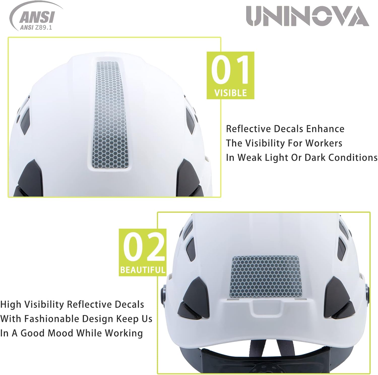 Casco de seguridad UNINOVA OSHA 6 pt. Cascos de construcción con suspensión ajustable