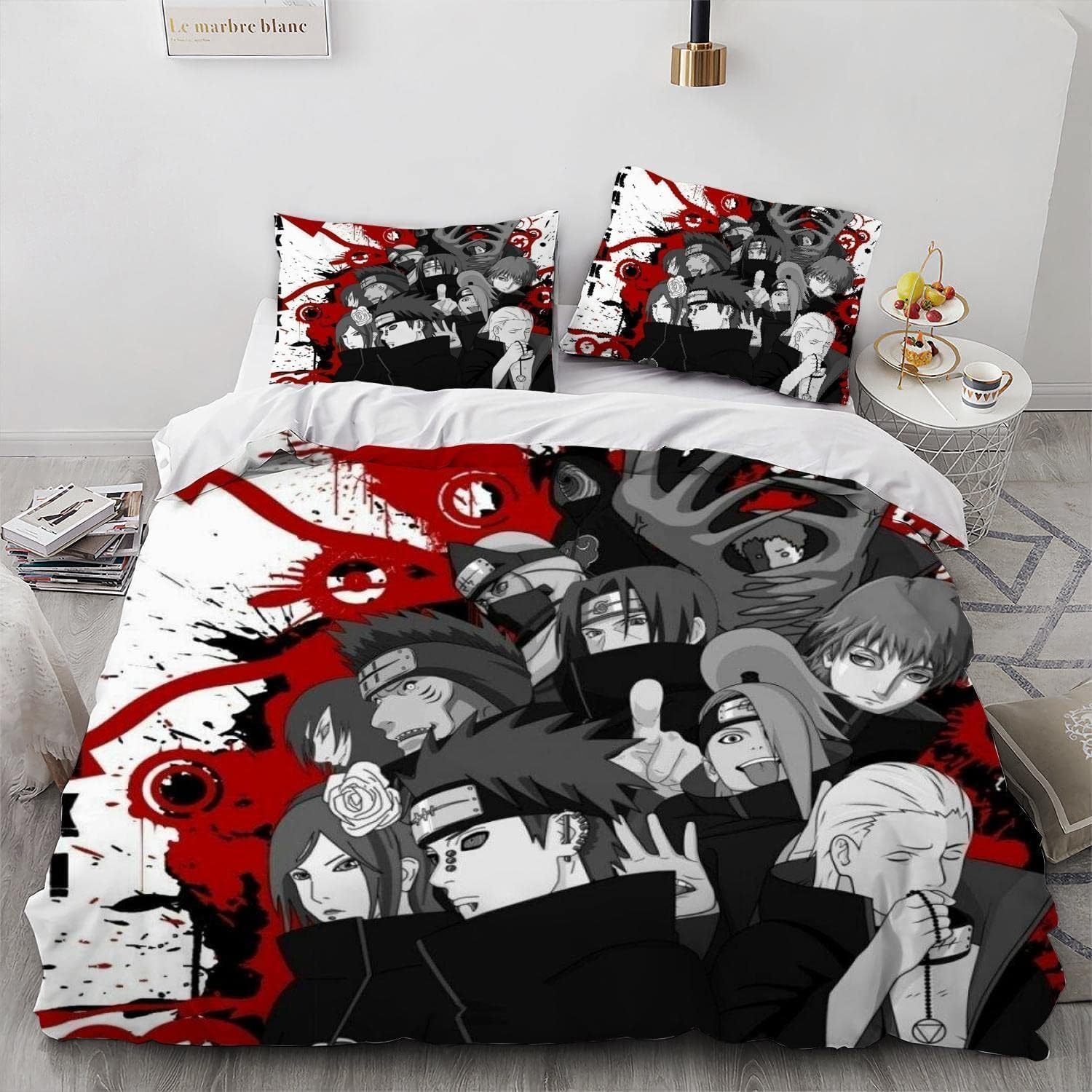 Juego de funda de edredón de 3 piezas de anime, ultra suave, reversible, transpirable, estampado 3D, de microfibra, protector de edredón de dibujos