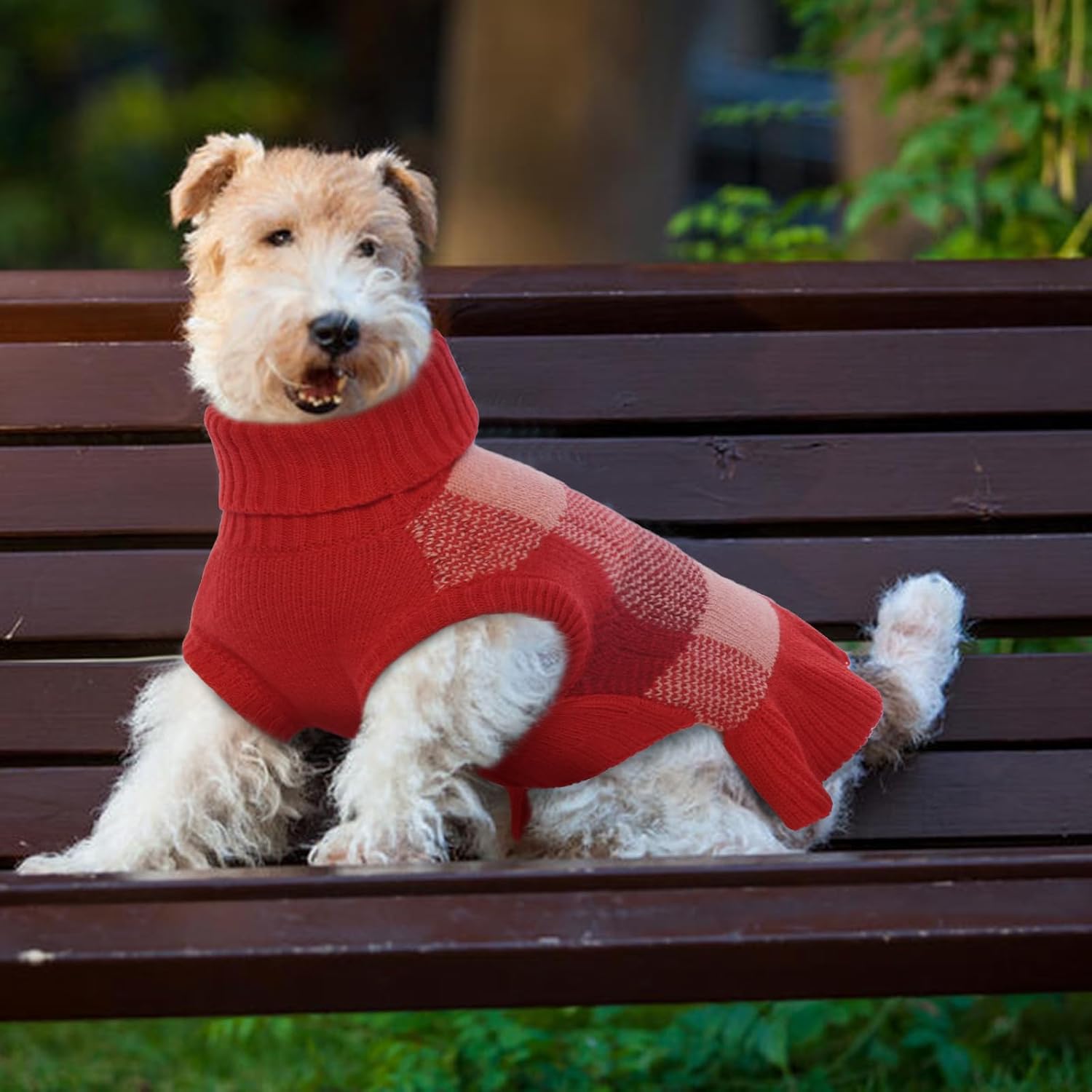 QBLEEV Vestido de suéter para perros pequeños, suéteres para cachorros, ropa de punto, suéteres para mascotas, suéteres cálidos de invierno para