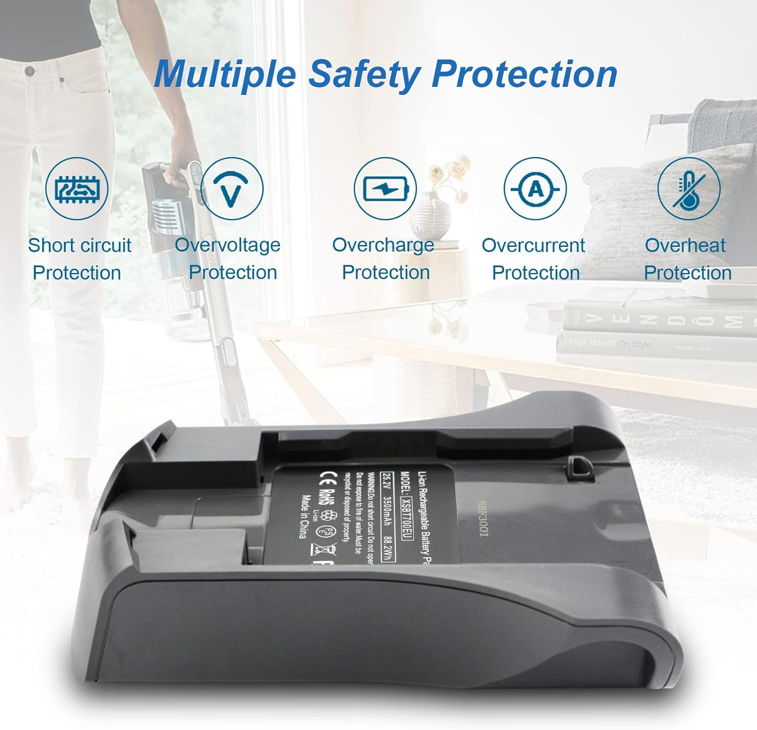 MULS XSBT700 XSBT750 – Batería compatible con Shark IZ462H IZ482H IZ483H IZ463H IZ201 IZ251 Reemplazo de aspiradoras inalámbricas para batería Shark