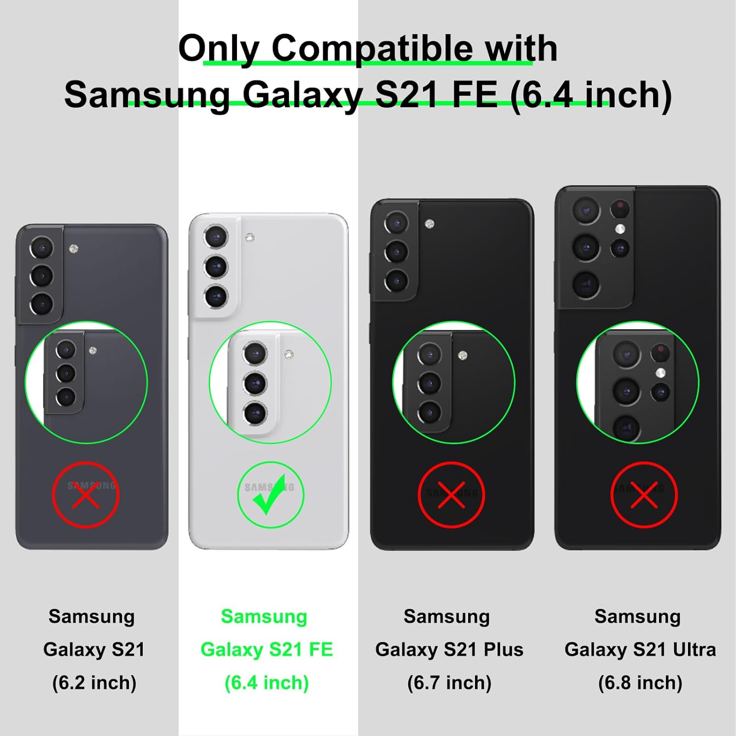 Aitipy Funda para Samsung Galaxy S21 FE con 1 protector de pantalla, soporte de anillo de rotación de 360 integrado, borde chapado brillante de