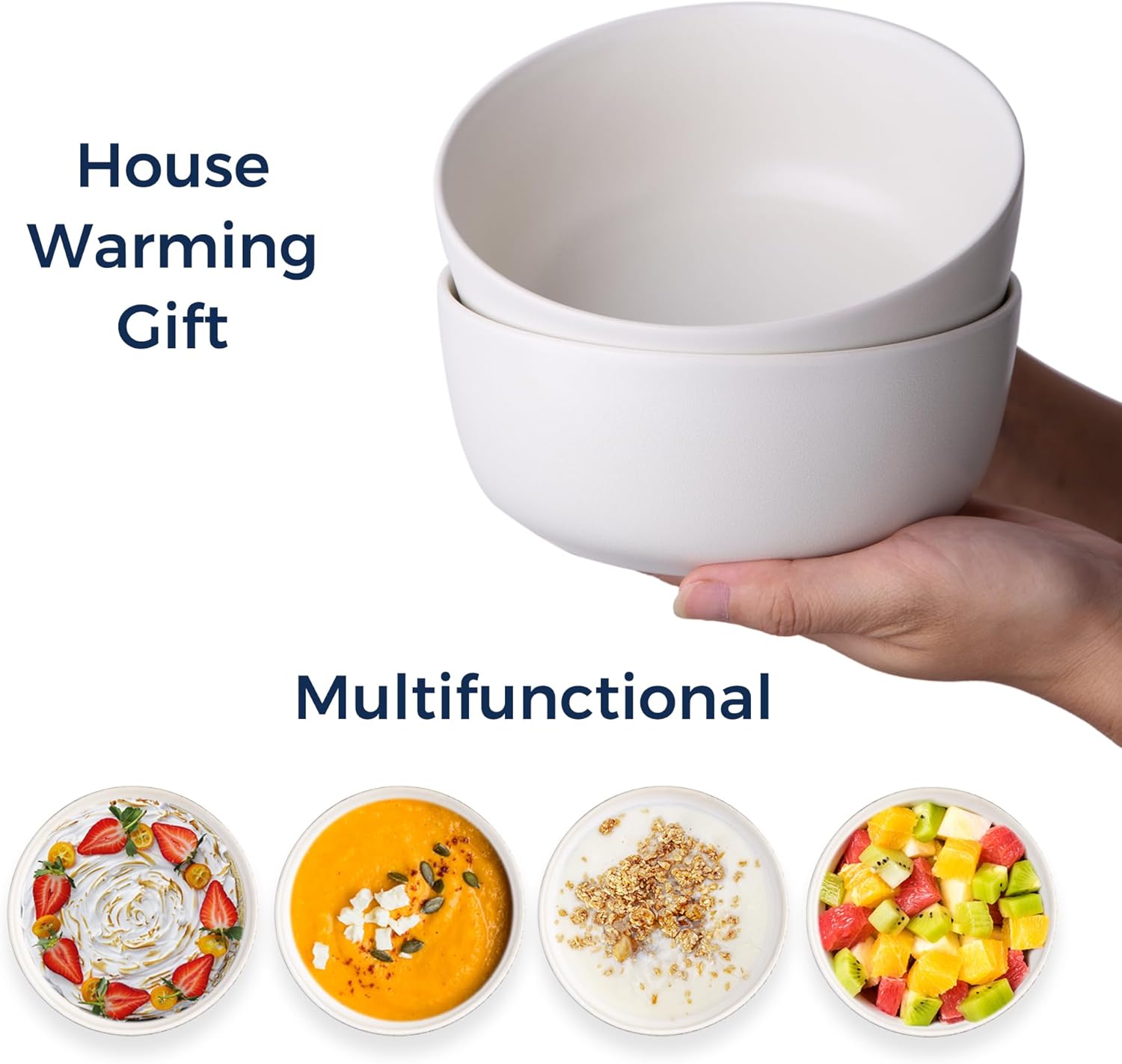 AmorArc Juego de 4 cuencos de cereal de cerámica, 26 onzas, para aperitivos de sopa de cereales, cuencos de cocina modernos para comida, aptos para