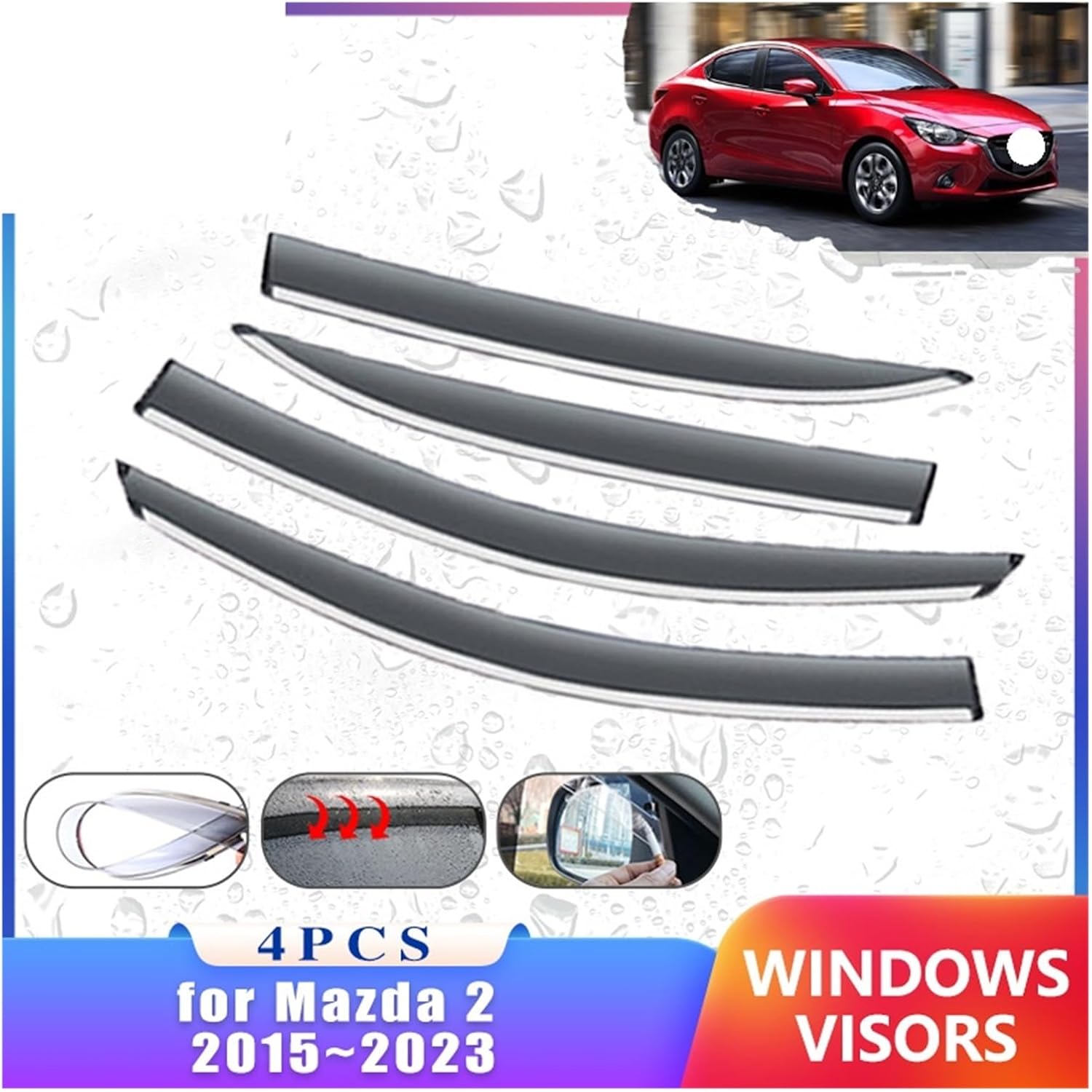 Deflectores compatibles con Mazda2 Mazda 2 Demio 2013 2014 2015-2023 2022 2021 DJ DL, accesorios para ventana lateral de coche, protectores de cejas