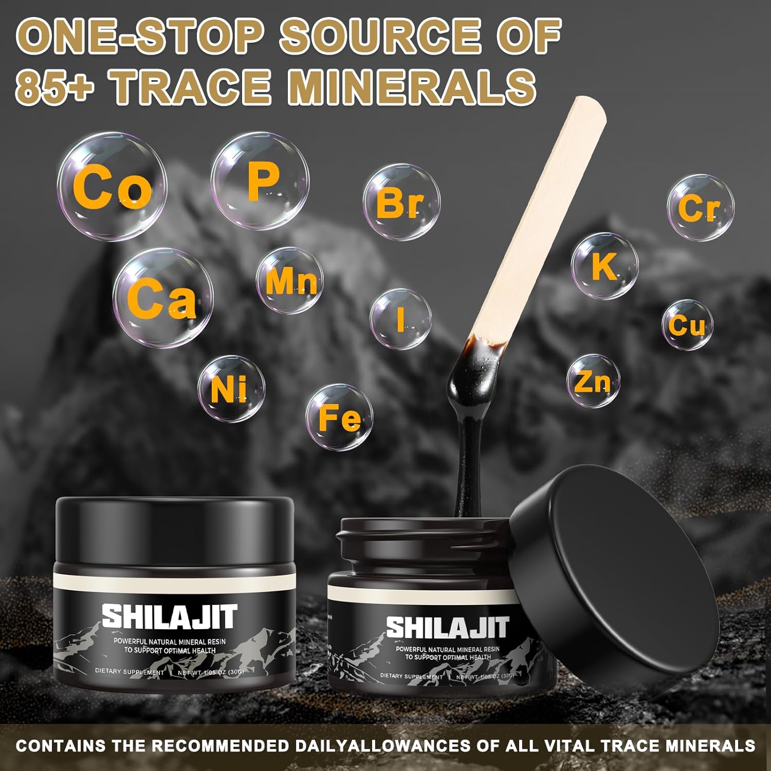 Shilajit – Resina Shilajit orgánica pura del Himalaya  Suplemento 100% Shilajit de grado dorado  Resina Shilajit natural con más de 85 minerales