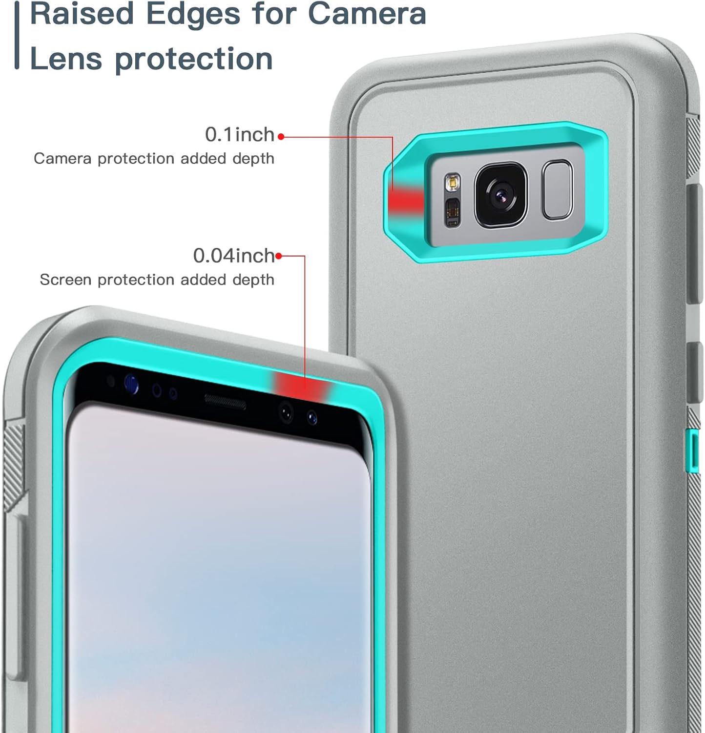 I-HONVA Funda para Galaxy S8 a prueba de golpes, a prueba de polvo y caídas, 3 capas, protección de cuerpo completo sin protector de pantalla, funda