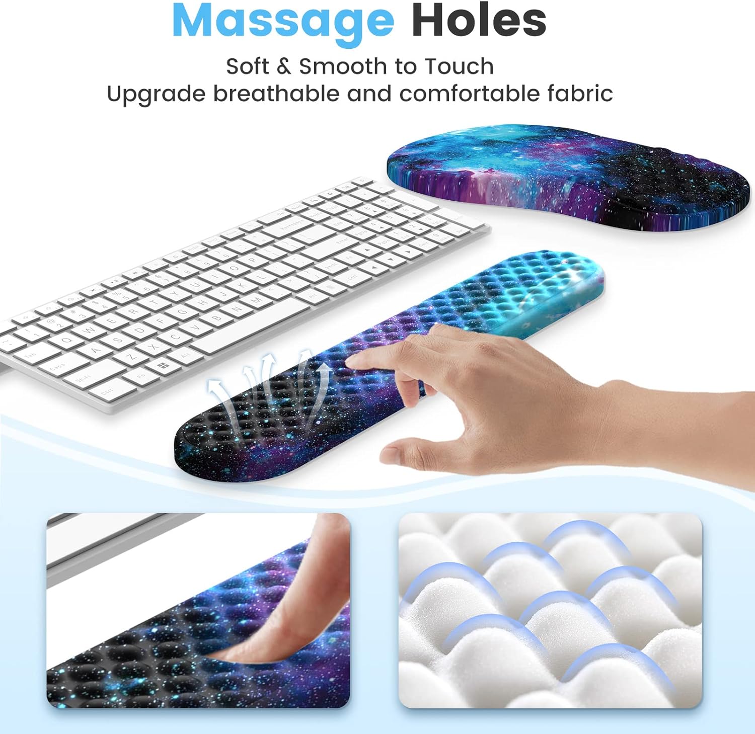 HAOCOO Alfombrilla ergonómica para mouse con reposamuñecas, almohadilla para reposamuñecas para teclado, juegos de 3 alfombrillas para mouse de