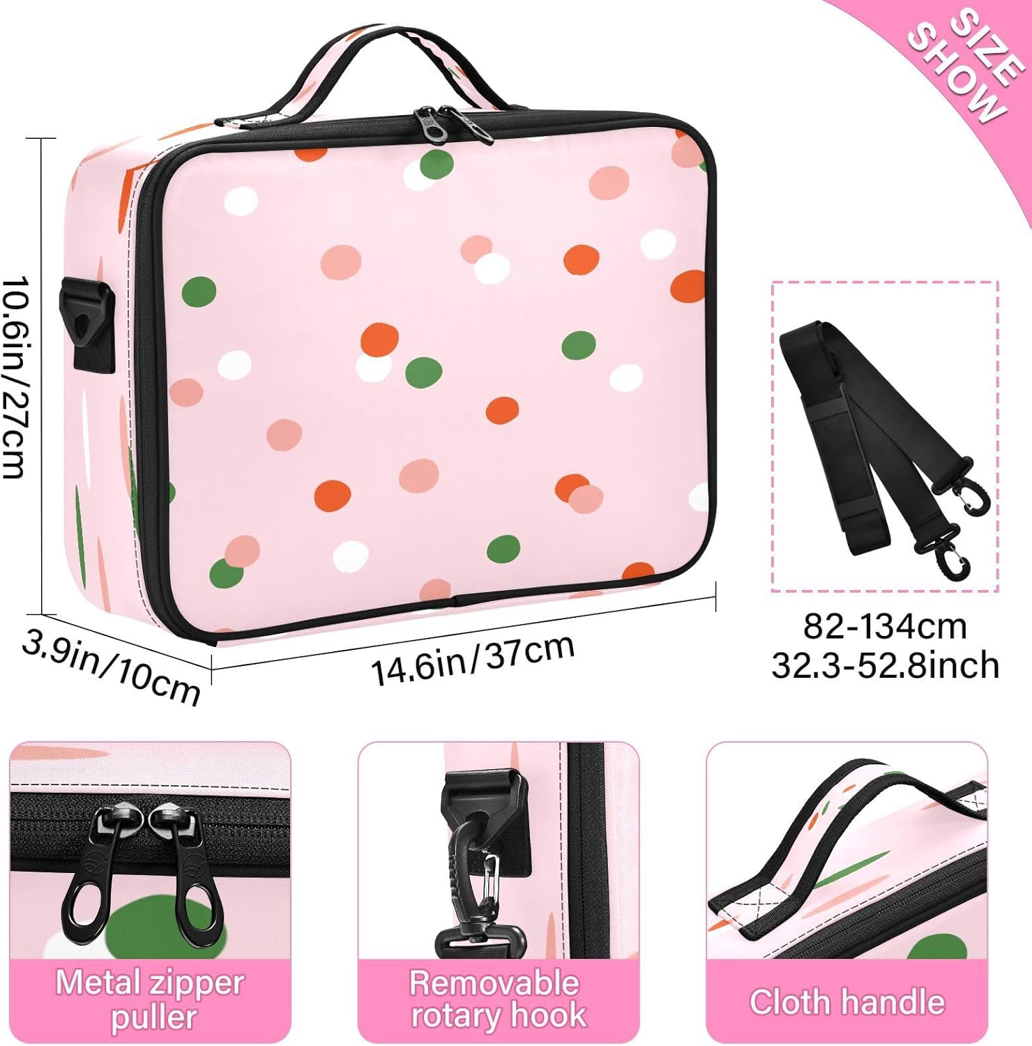 Pink Dot Minimalist everything cosmetic bag travel bag for women makeup bag zipper travel makeup bags cosmetiqueras para maquillaje men mens woman