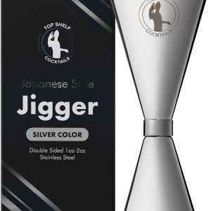 Jigger japonés doble jigger 2oz 1oz cóctel jigger con medidas en el interior para obtener vertidos precisos, plata, 5 pulgadas Jigger japonés doble jigger 2oz 1oz cóctel jigger con medidas en el interior para obtener vertidos precisos, plata, 5 pulgadas