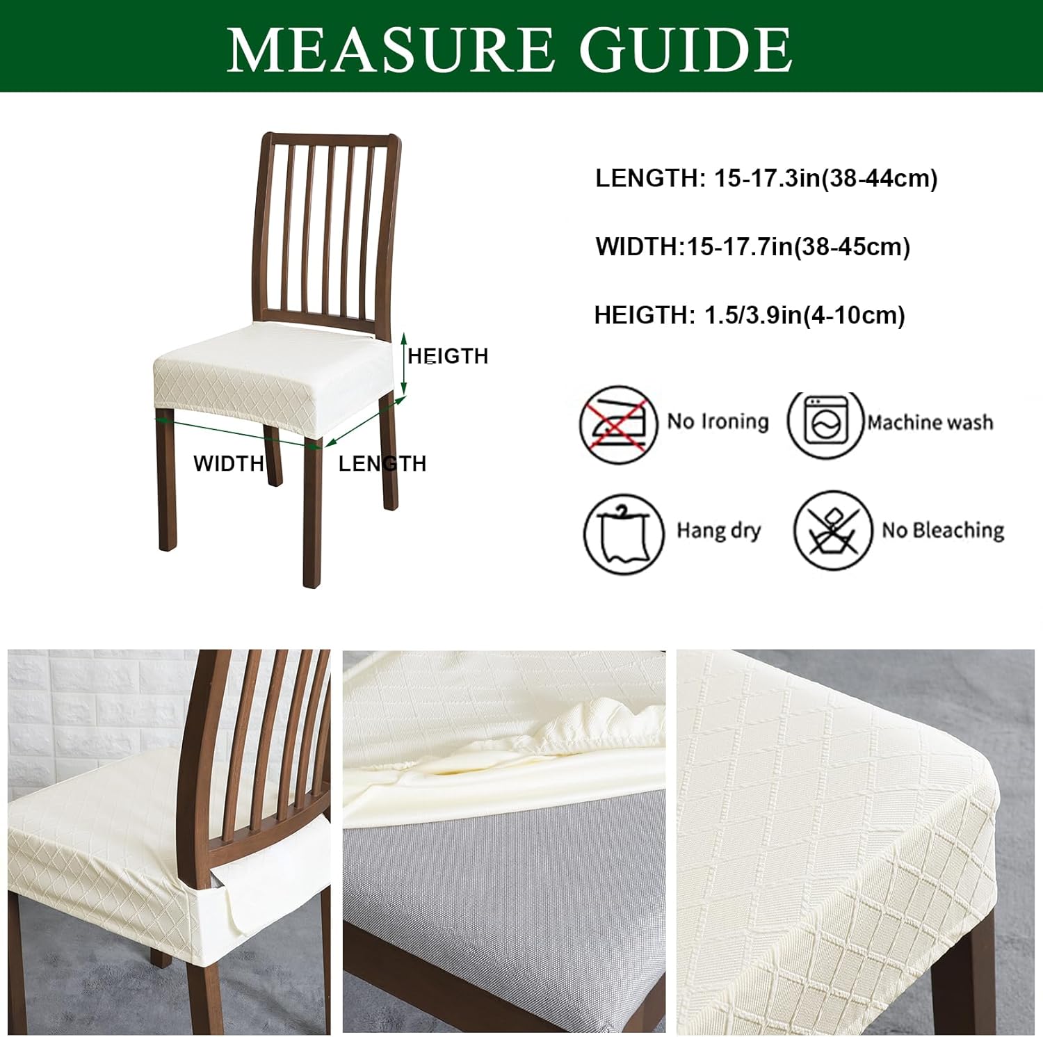 CRFATOP Juego de 2 fundas de asiento impermeables para sillas de comedor, fundas de asiento de silla de jacquard, fundas elásticas para sillas de
