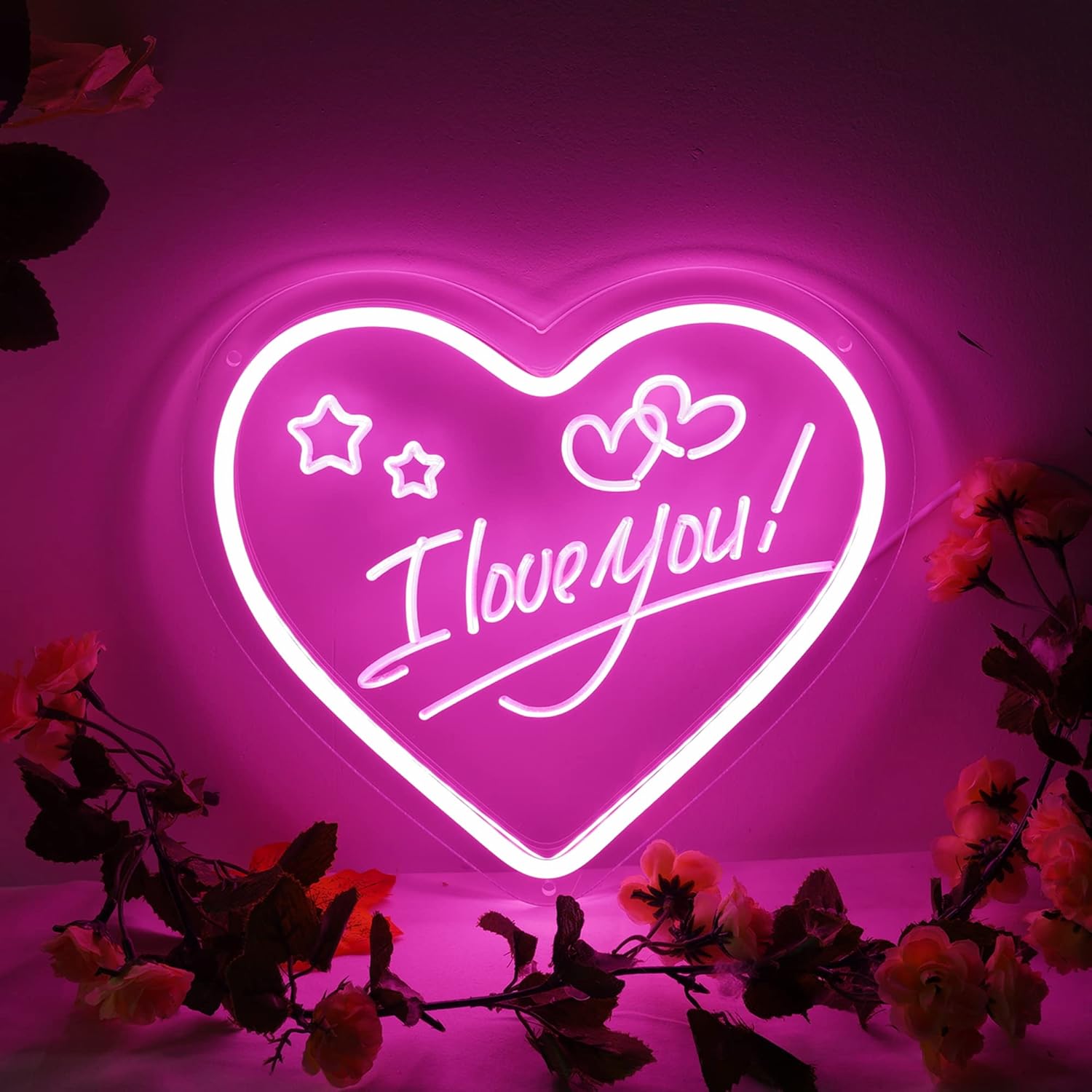 Letrero de neón con texto en inglés “I Love You” para decoración de eventos, letrero de luz de neón LED para patio, jardín, hogar, decoración de
