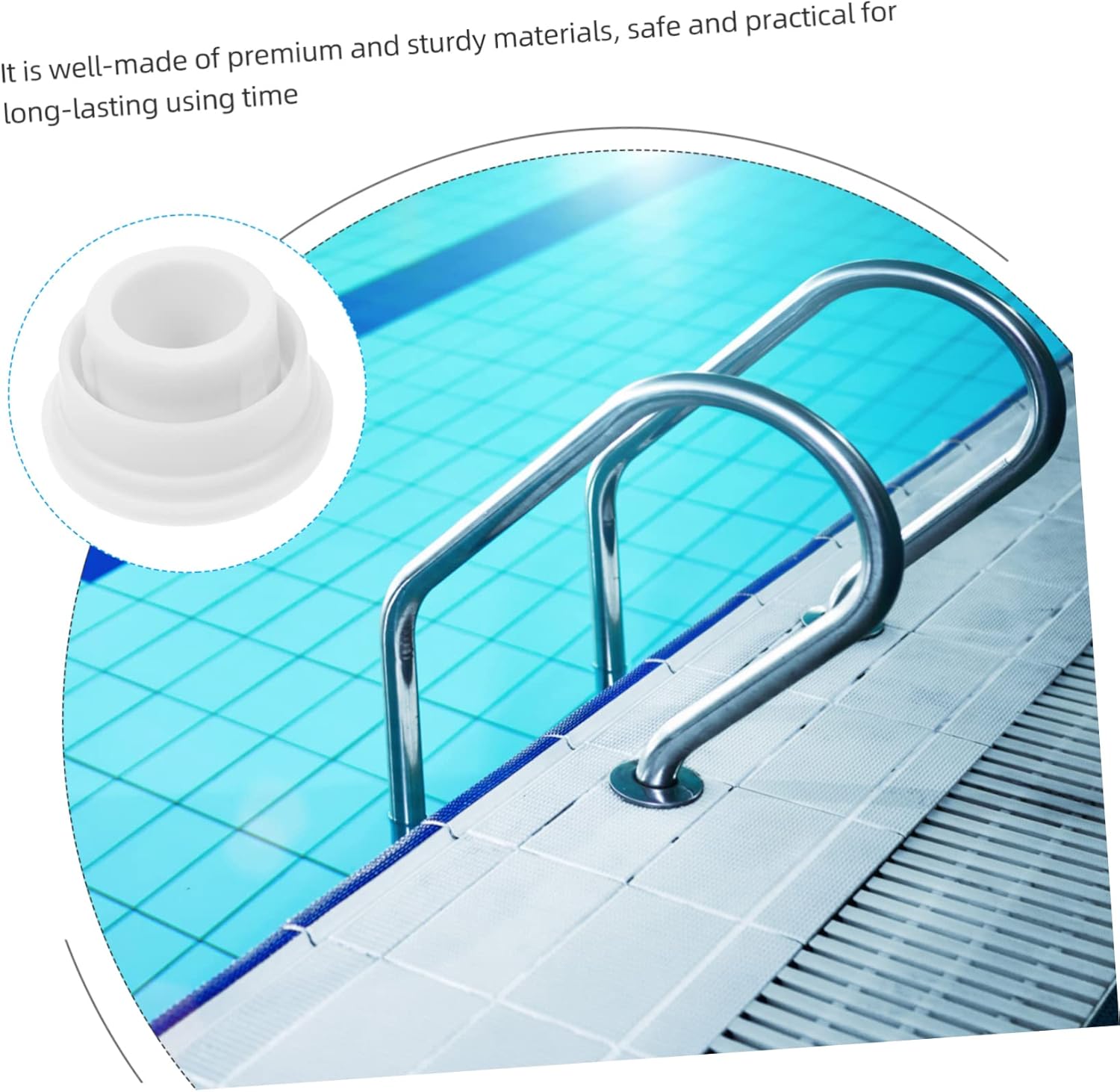 Tapón de goma para piscina, escalera mecánica, accesorios blancos, accesorios de escalera, flotador, escalera de piscina, tapones de agujero de