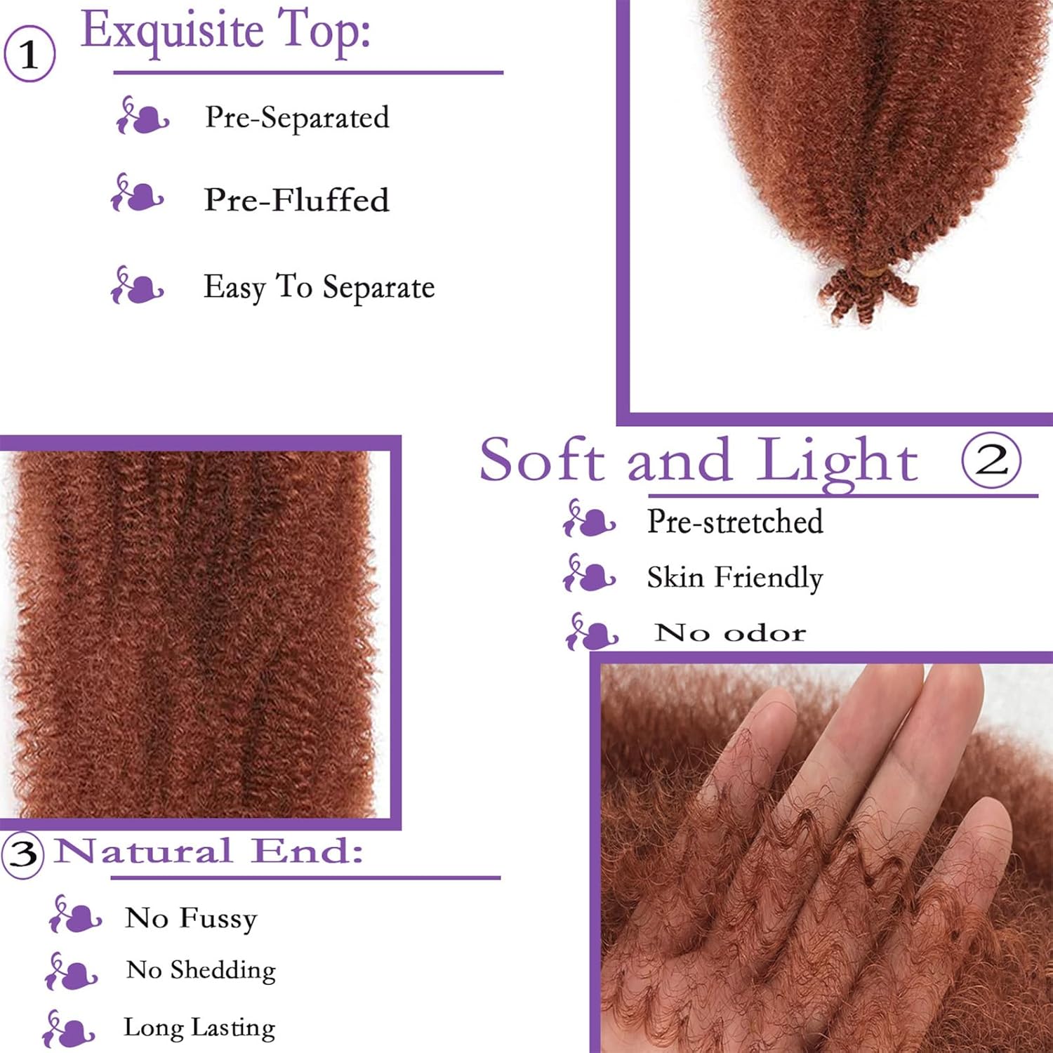Marley Twist – Cabello trenzado para rastas suaves de 18 pulgadas, cabello afro Twist de jengibre, cabello trenzado 350, cabello afro trenzado para
