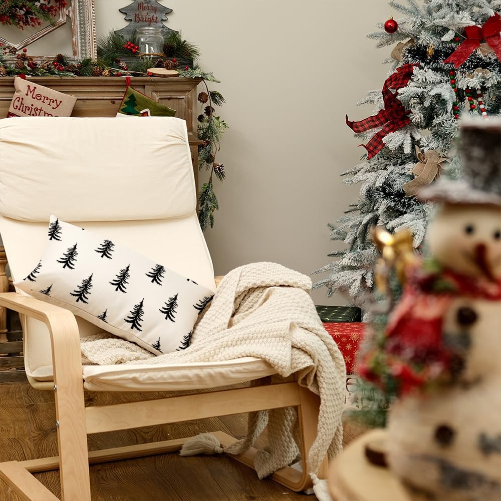 AACORS AA313-12 – Funda de almohada de Navidad de 12 x 20 pulgadas, decoración de árbol de Navidad, decoración de casa de campo, para el hogar,