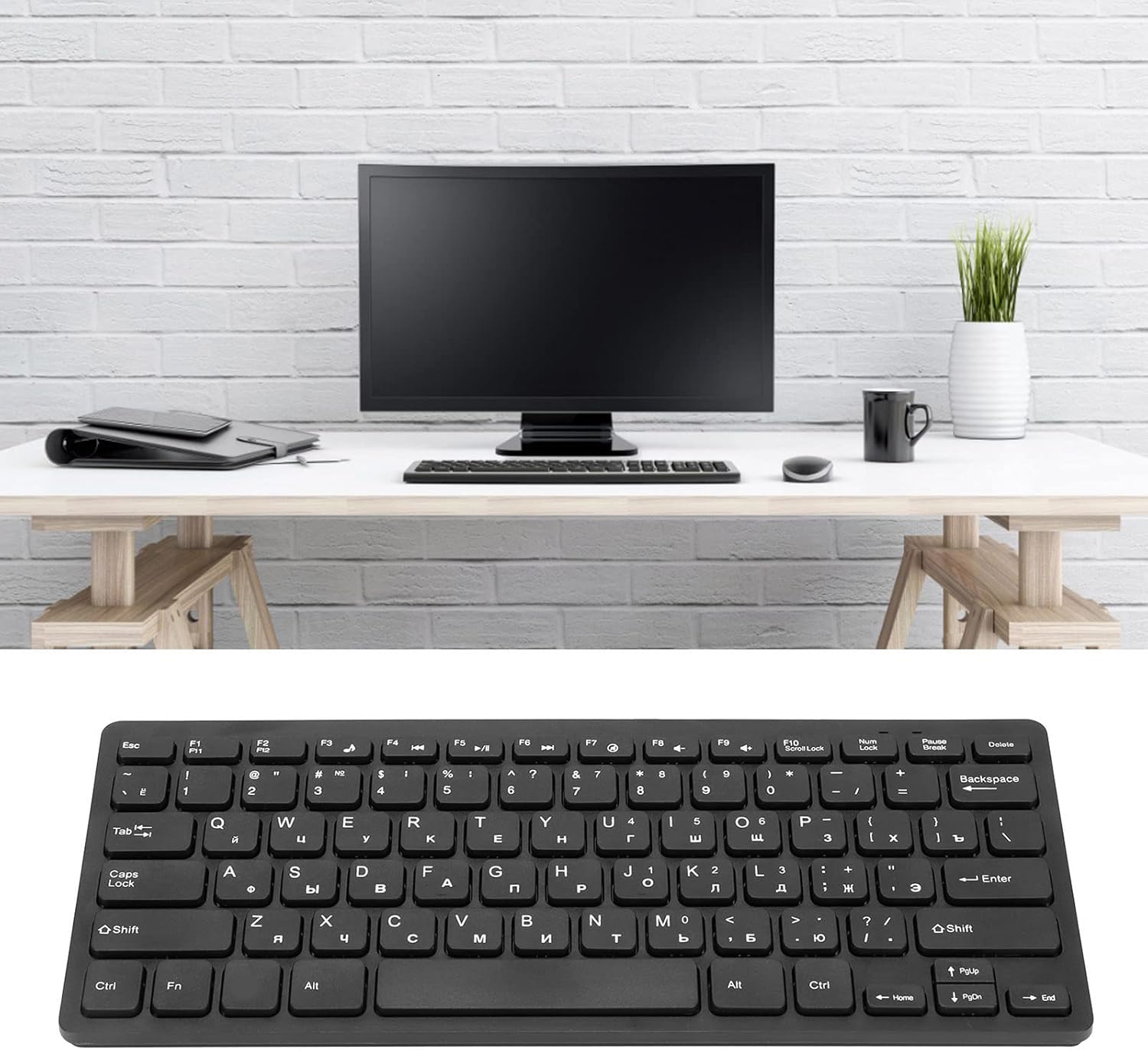 SUNGOOYUE Teclados de computadora para PC, diseño ergonómico, ultrafino, mini duradero de 78 teclas, teclado USB con cable para PC, portátil,