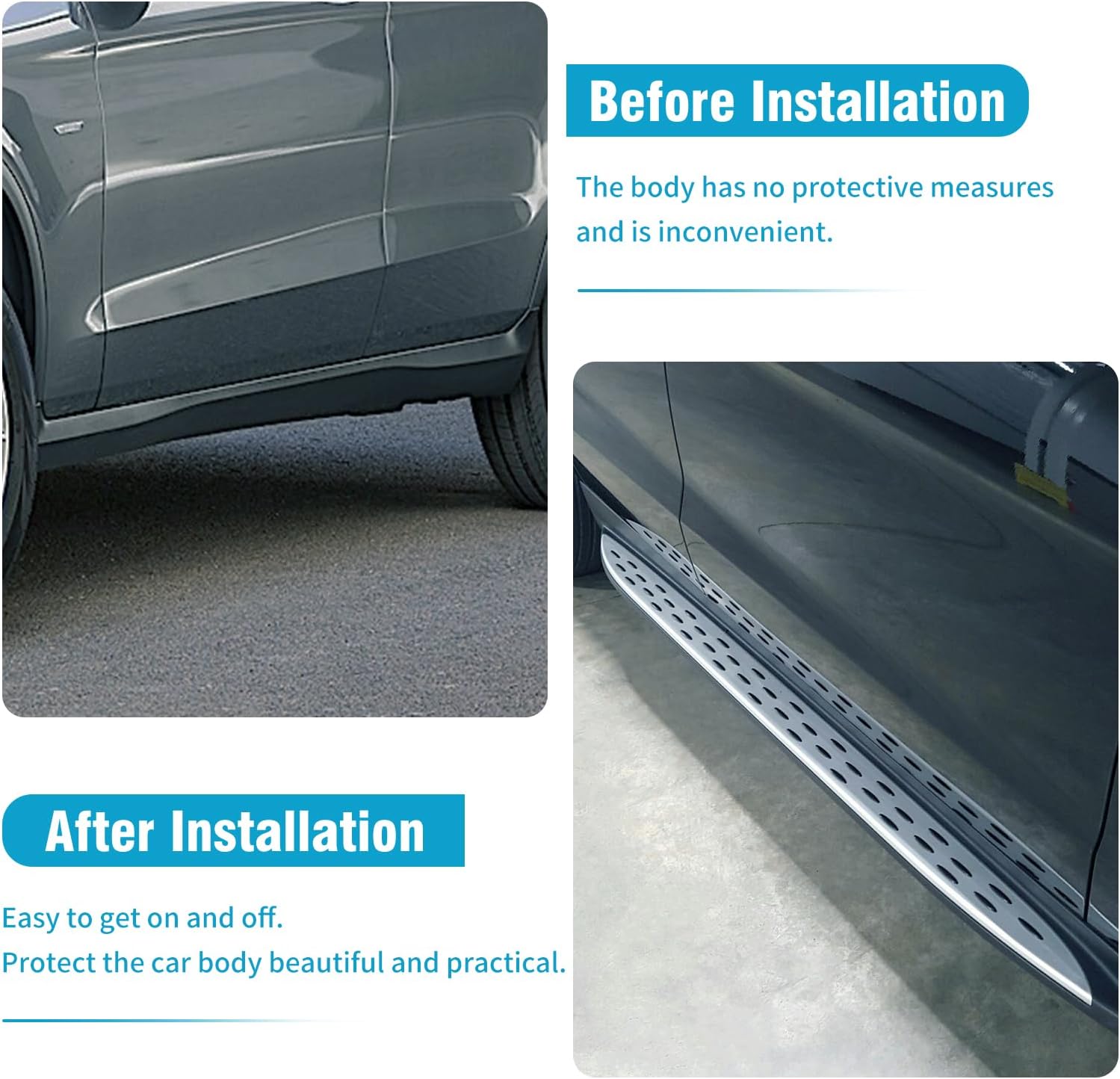 ECCPP Estribos aptos para Land Rover LR3, 2010-2016 para Land Rover LR4 Sport Utility 4 puertas escalones Nerf barras de plástico y aluminio