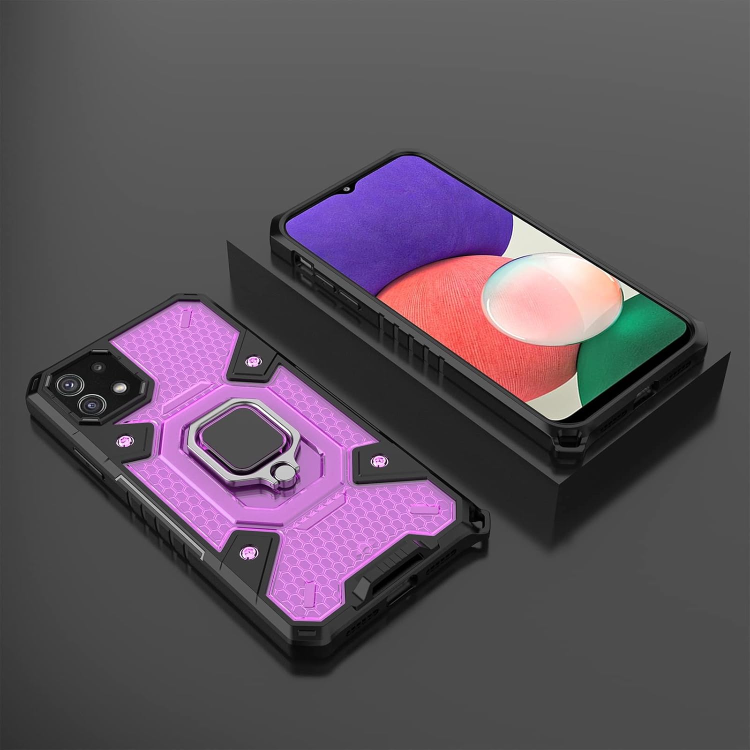 Asuwish Funda de teléfono para Samsung Galaxy A22 5GBoost Mobile Celero 5G con protector de pantalla de vidrio templado y soporte de anillo,
