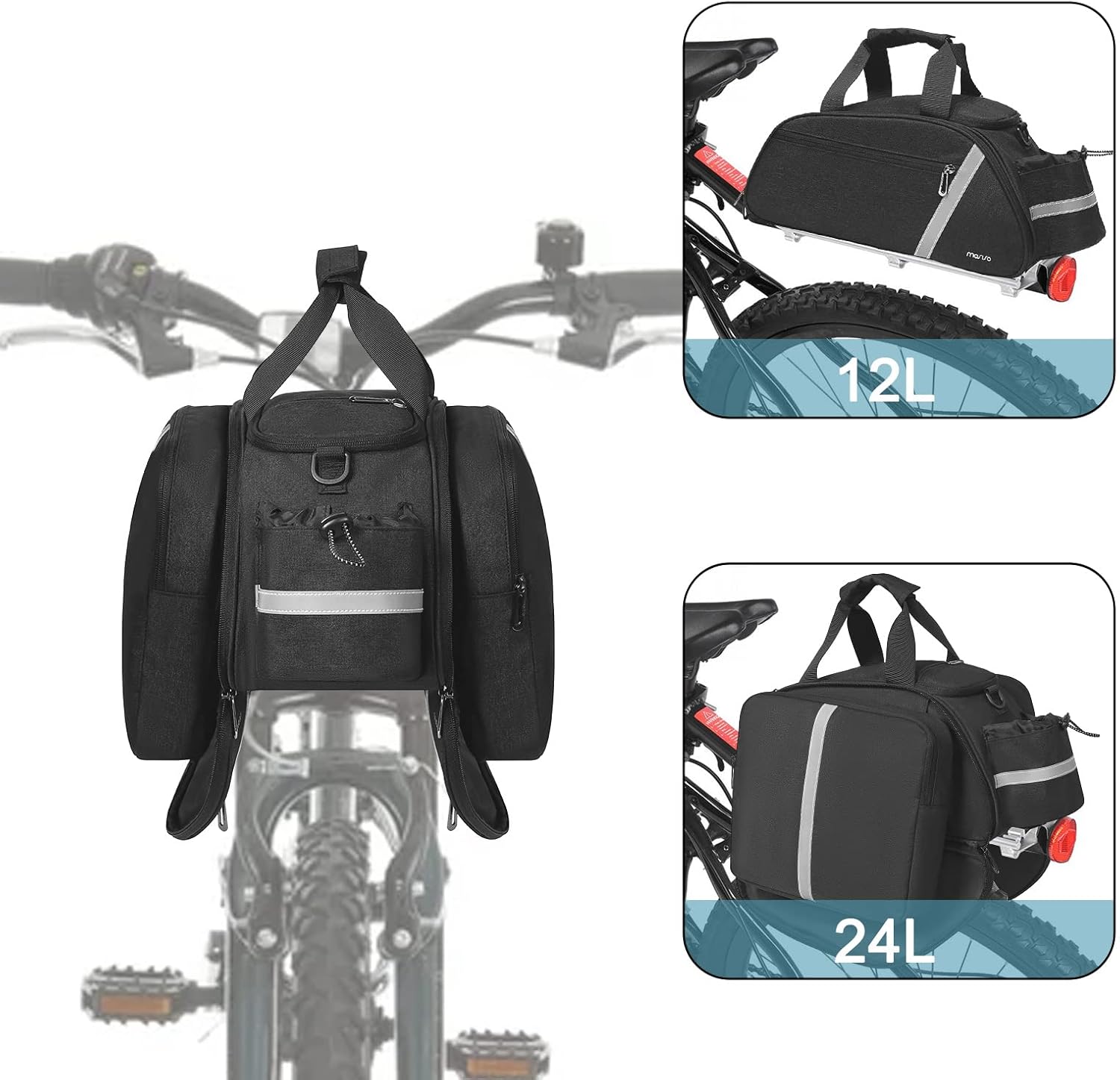 MOSISO Bolsa para portabicicletas, bolsa impermeable para maletero de bicicleta, bolsa de asiento trasero para ciclismo, soporte reflectante para
