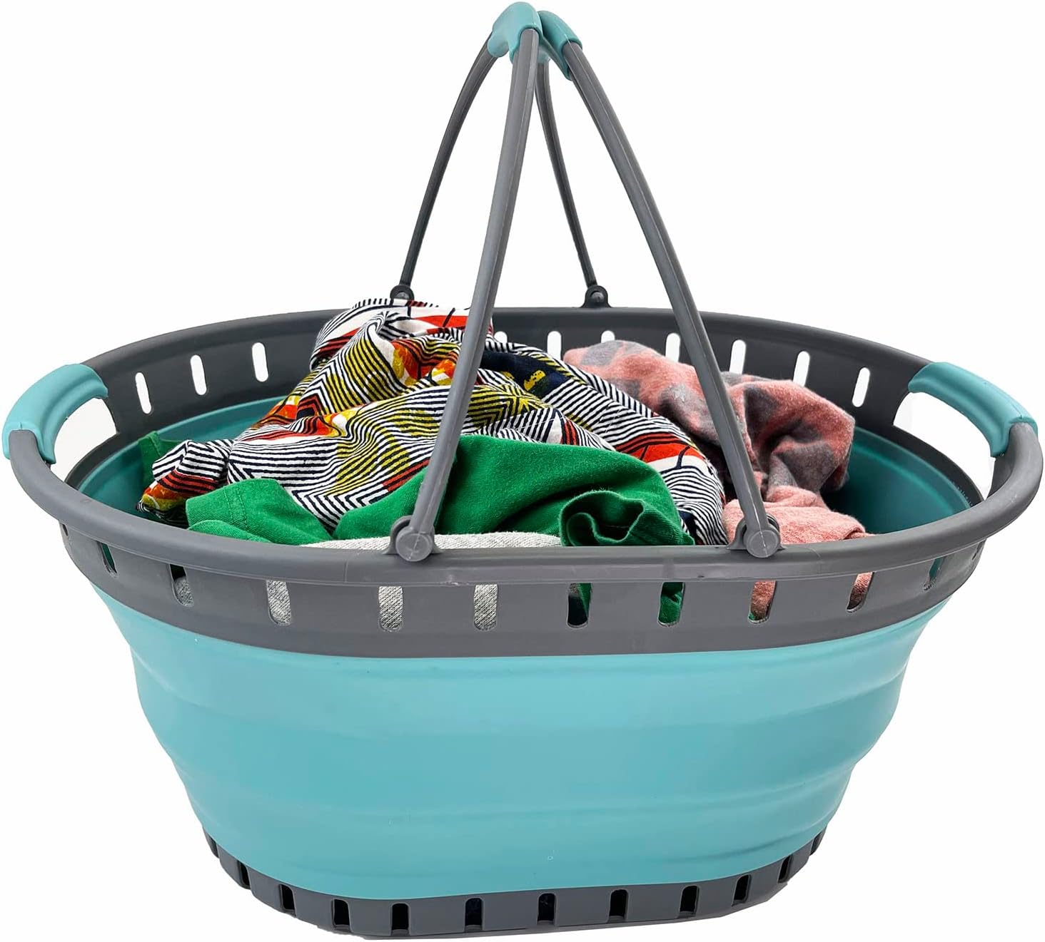 SAMMART Cesta plegable de plástico para la ropa sucia de 25 litros (6.6 galones), contenedor de almacenamiento plegable y organizador, cesta de
