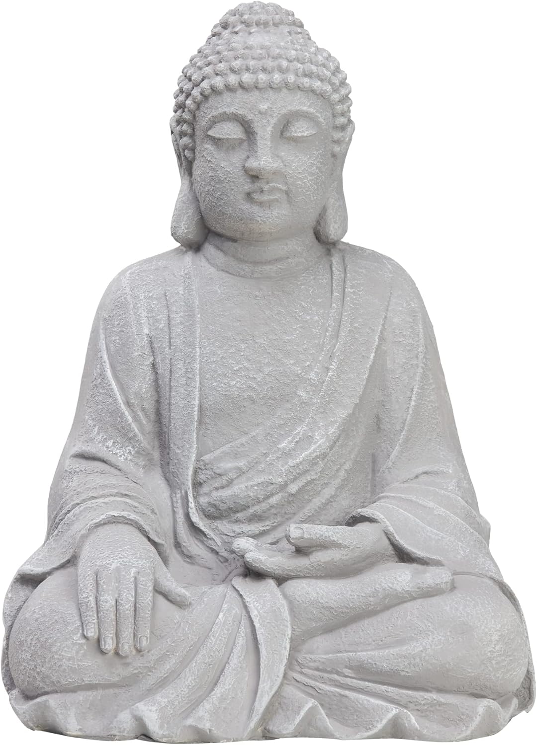 TOETOL Estatua de Buda grande para exteriores, decoración zen mediana de 20 pulgadas de alto, óxido de magnesio, piedra gris para patio, jardín,