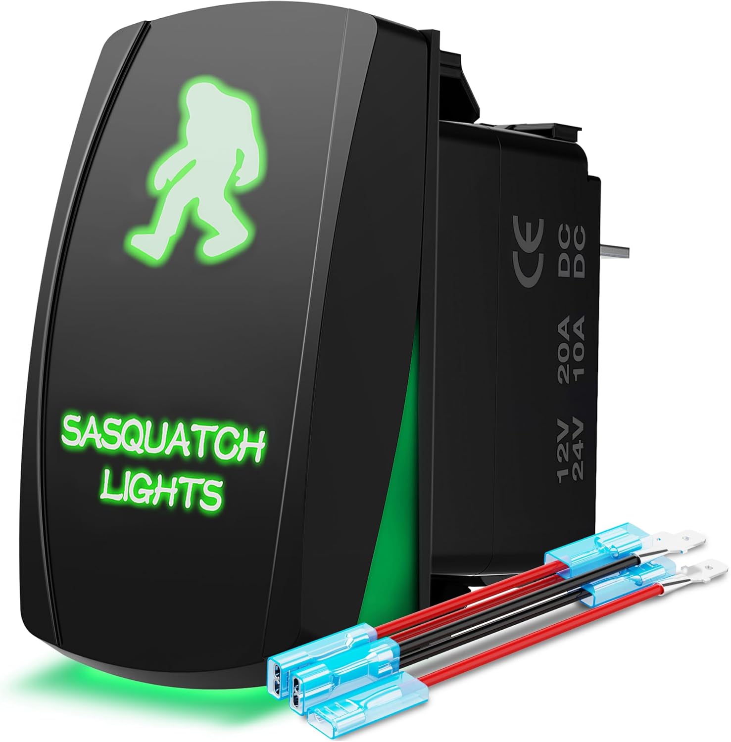 MICTUNING 5pin BIGFOOT Interruptor basculante ON-OFF Luz LED 20A 12V Verde