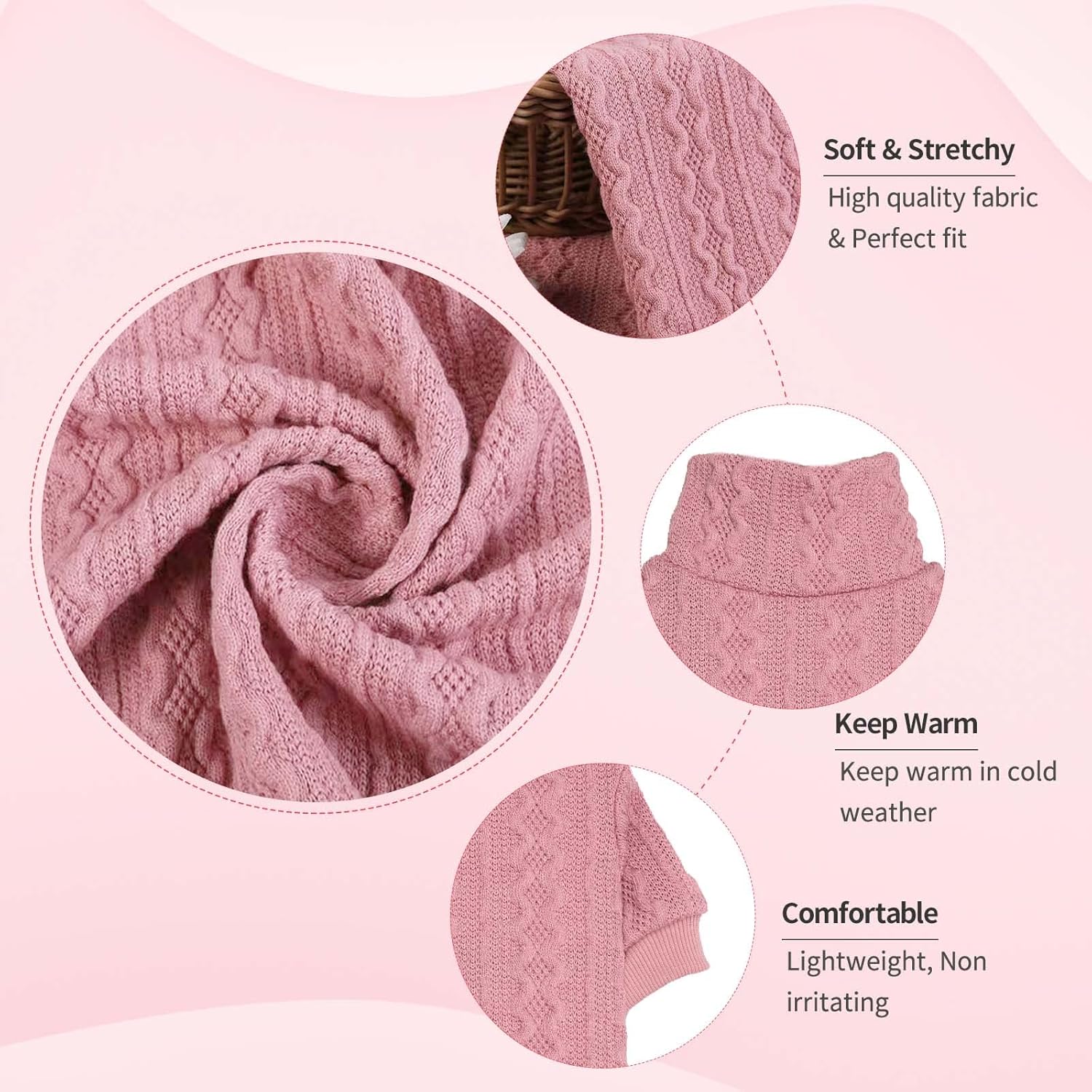Suéter para perro, cuello alto, ropa de punto para perro, suéter de color sólido, suéter cálido para gatos, suéteres para perros medianos (rosa y M)