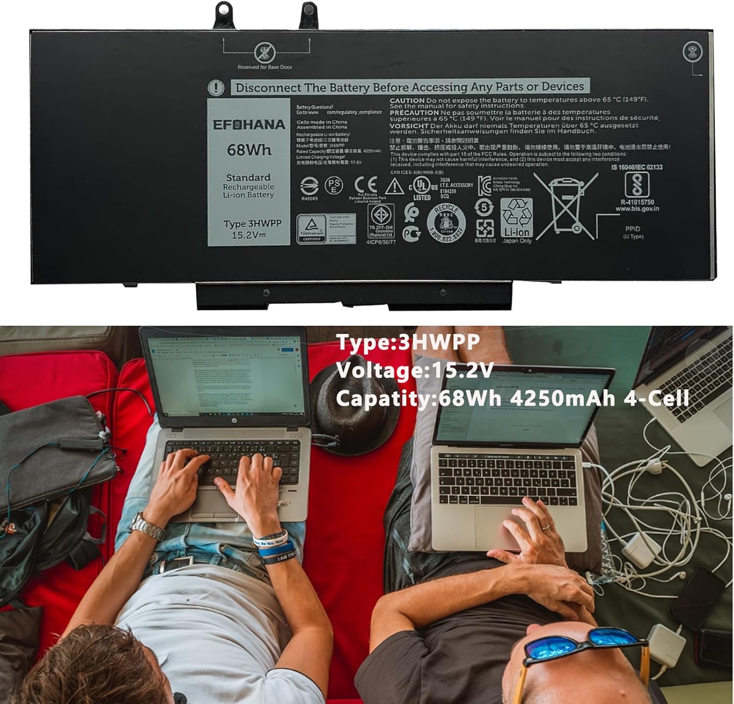 3HWPP – Batería de repuesto para laptop Dell Latitude 5401 5410 5411 5501 5510 5511 Precisión 3541 3551 Inspiron 7706 2 en 1 Inspiron 17 75007506 2