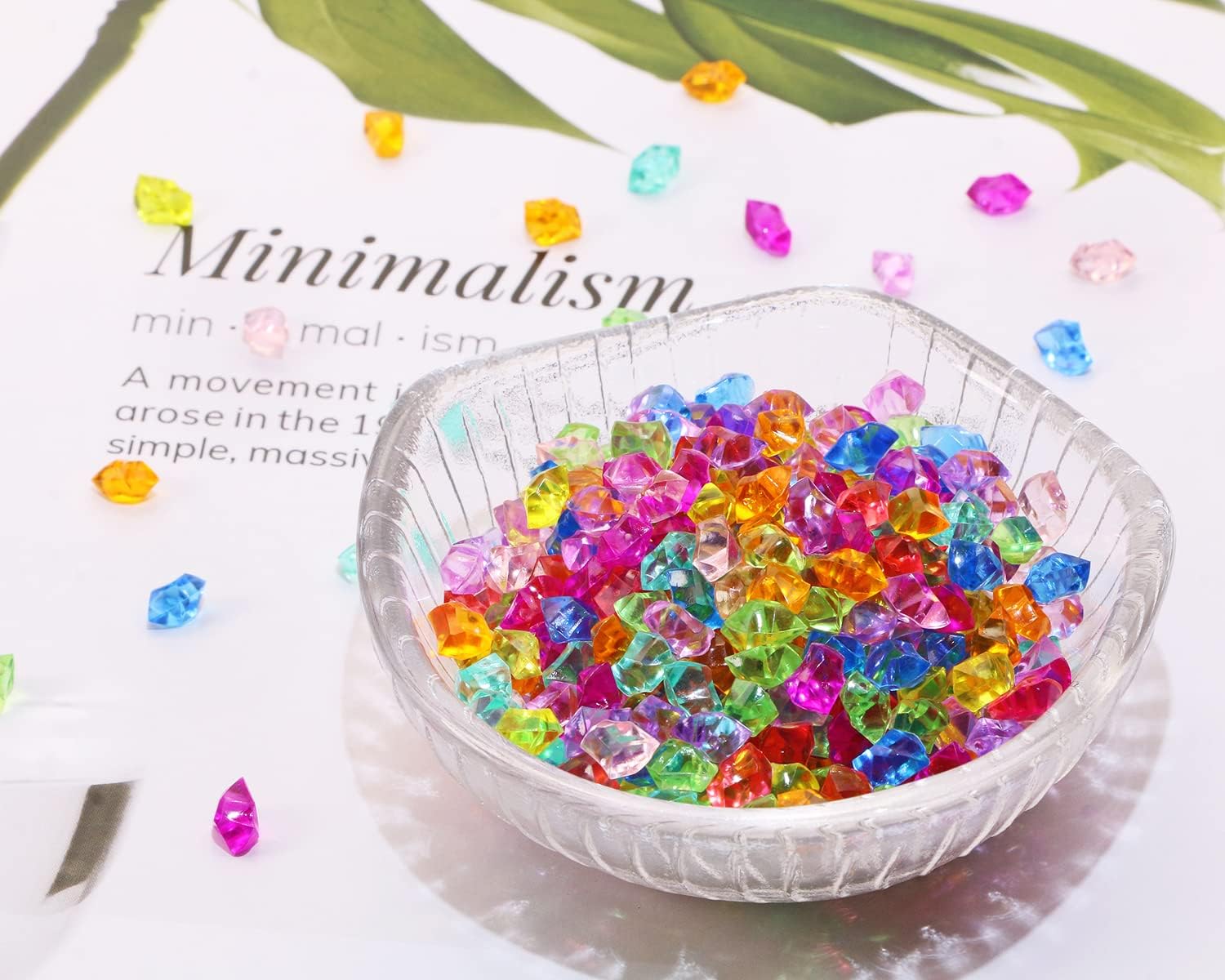 PENTA ANGEL Rocas de hielo trituradas falsas, 500 piezas con forma de diamantes, cubos de hielo de resina plástica para relleno de jarrón, tanque de