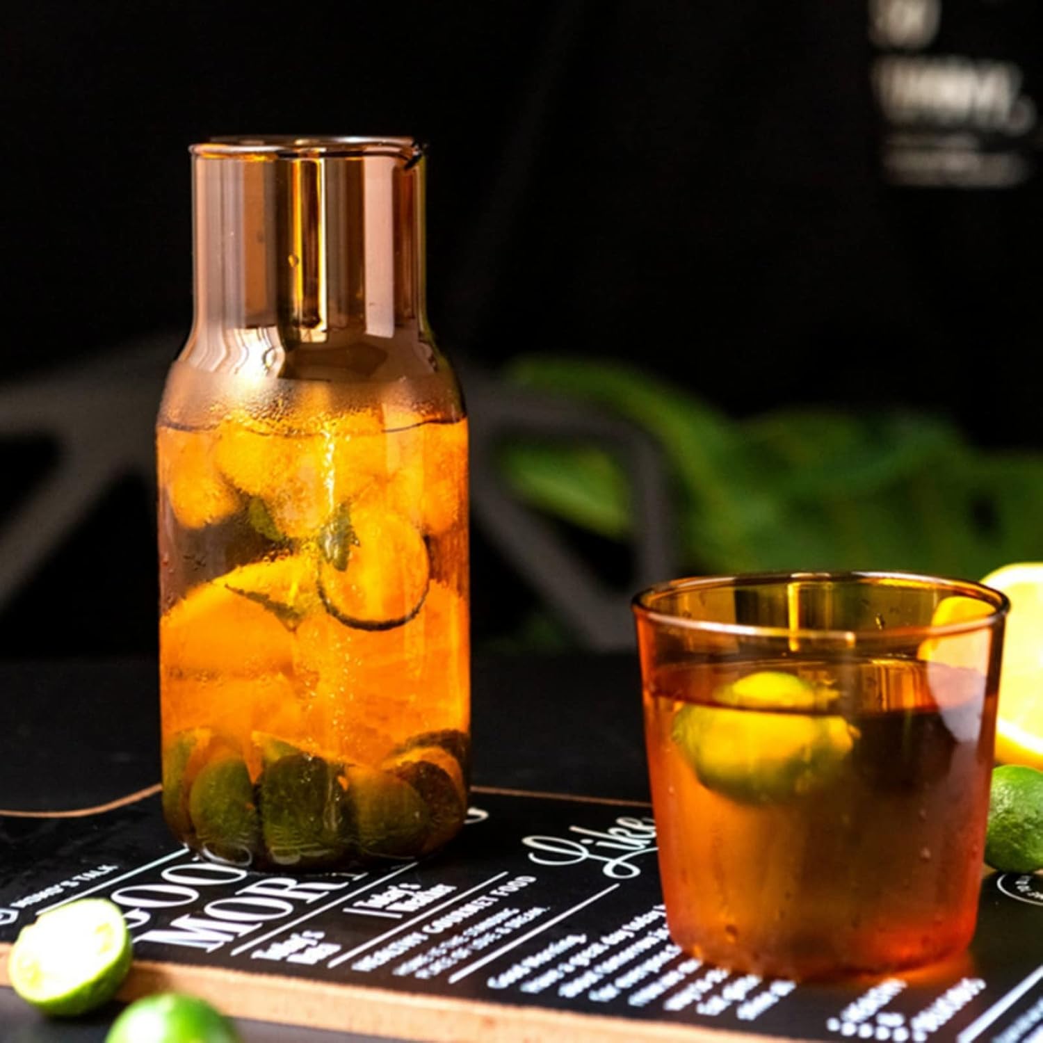 Ochine Juego de jarras de agua de cabecera con vaso, juego de vidrio, jarra de agua de noche, jarra de agua de escritorio, jarra de noche, jarra y