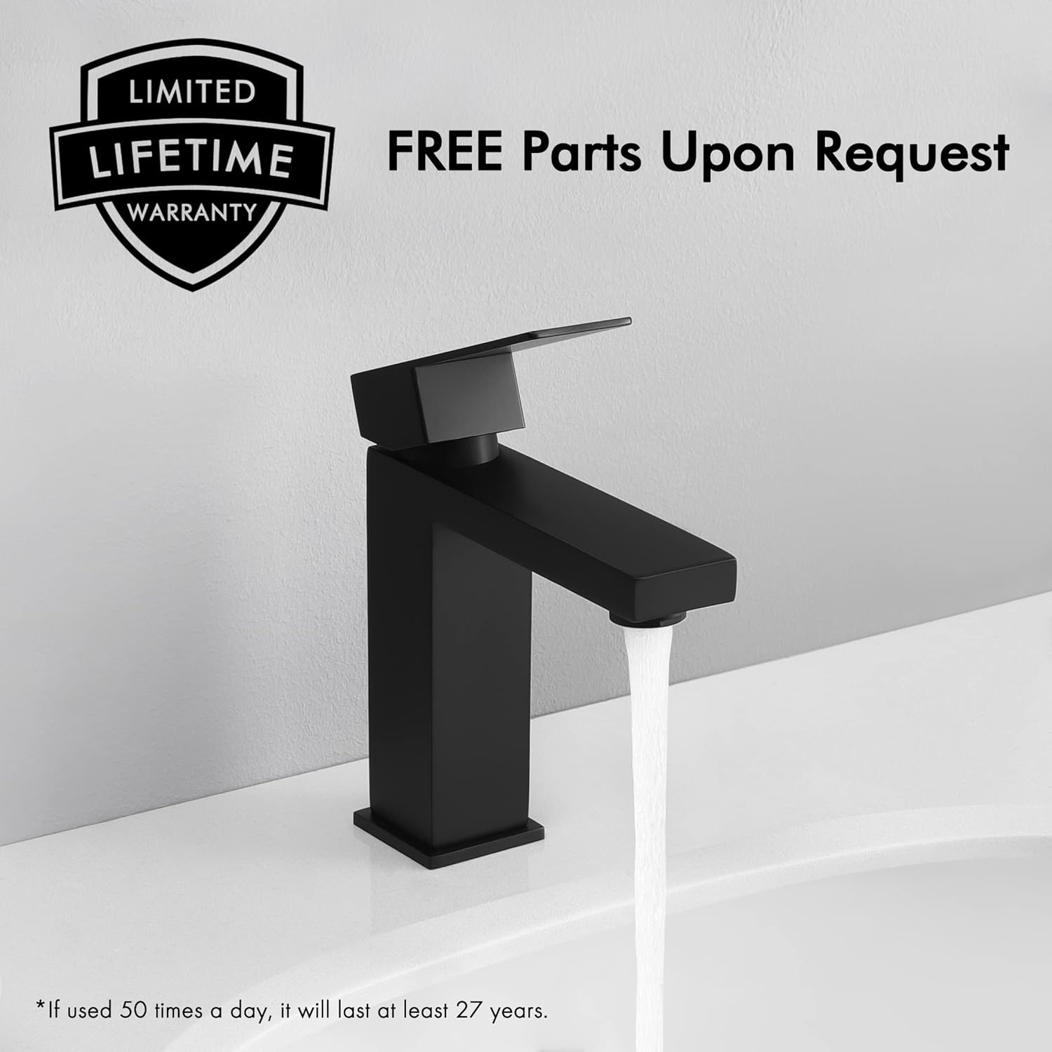 KES Black Bathroom Faucet & Bathroom Sink Drain Without Overflow, Single Handle Type Faucet with Pop Up Drain Stopper Stainless Steel Matte Black,